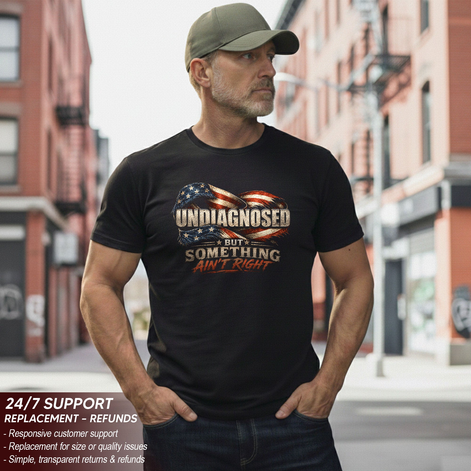 Undiagnosed But Something Ain't Right Eagle Flag T-Shirt Funny Patriotic Graphic Tee