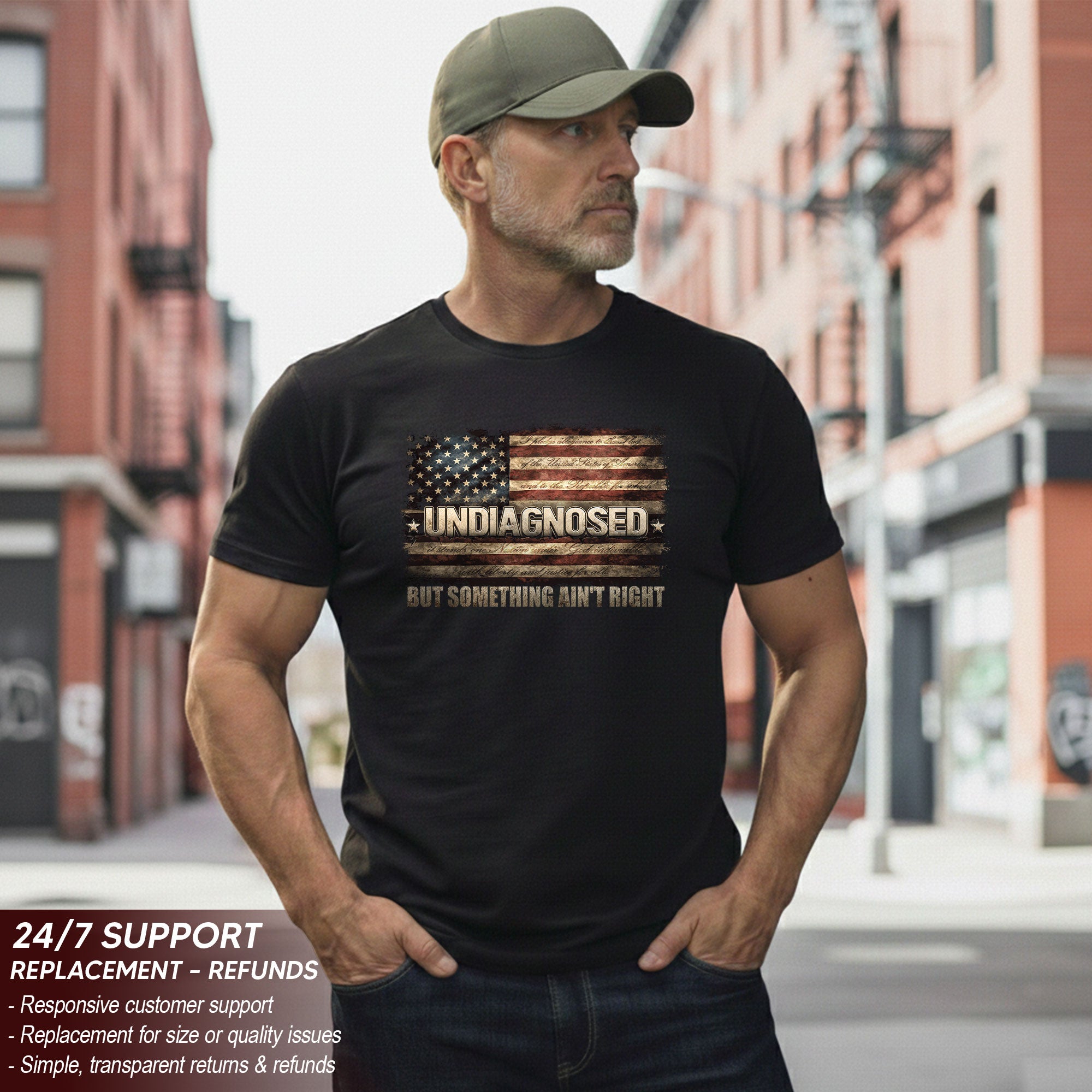 Undiagnosed But Something Ain't Right T-Shirt Vintage American Flag Graphic Tee