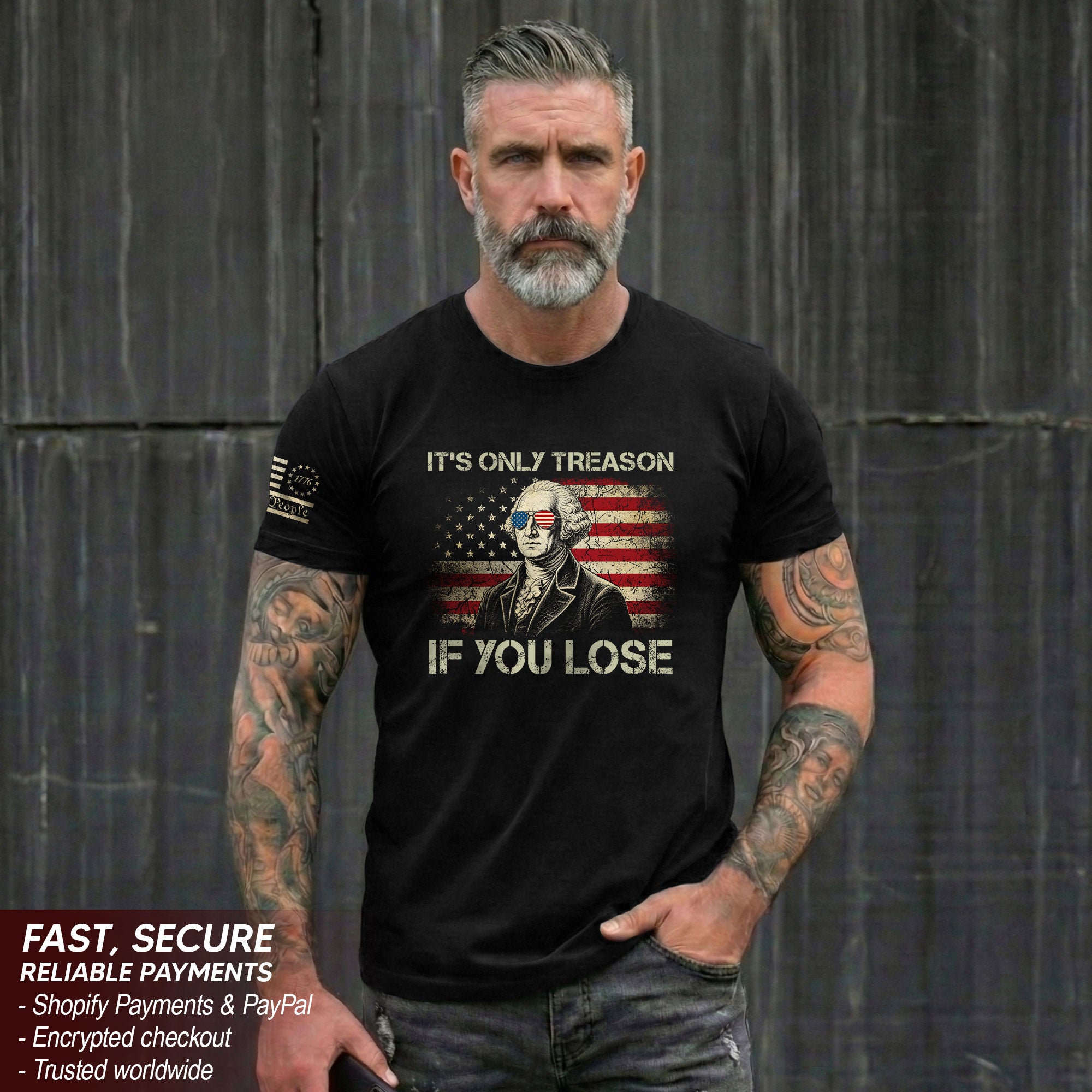 It's Only Treason If You Lose Shirt Patriotic 1776 George Washington US Flag T-Shirt