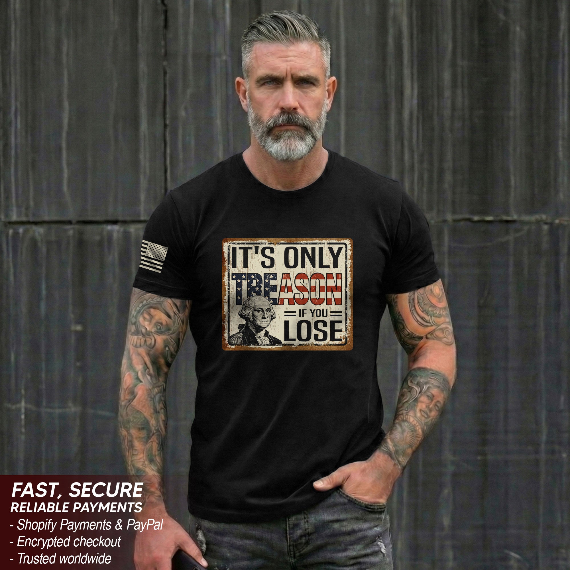 It's Only Treason If You Lose T-Shirt Vintage George Washington Patriotic US Flag Tee