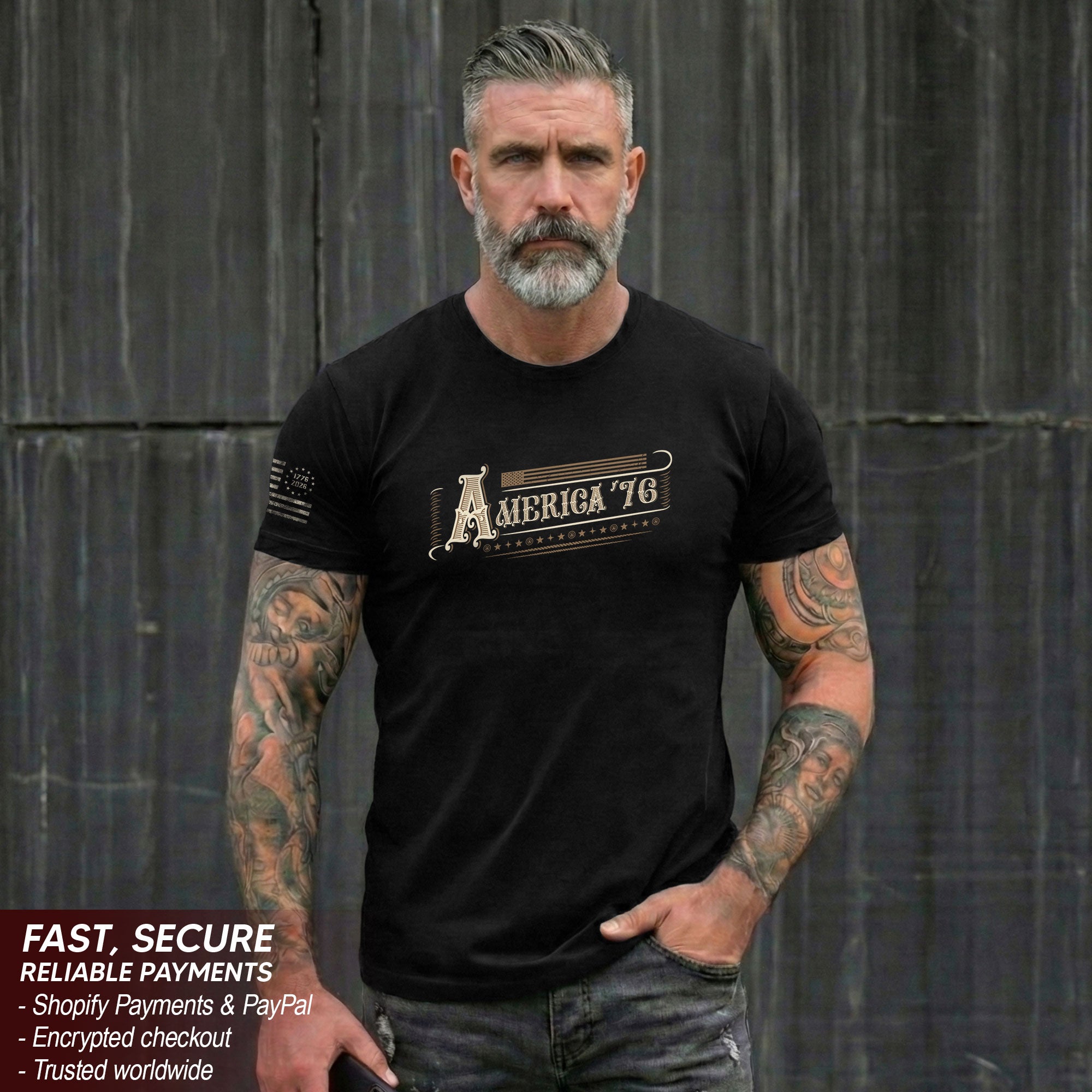 America '76 Graphic T Shirt Vintage Patriotic American Pride Style Casual Mens Top