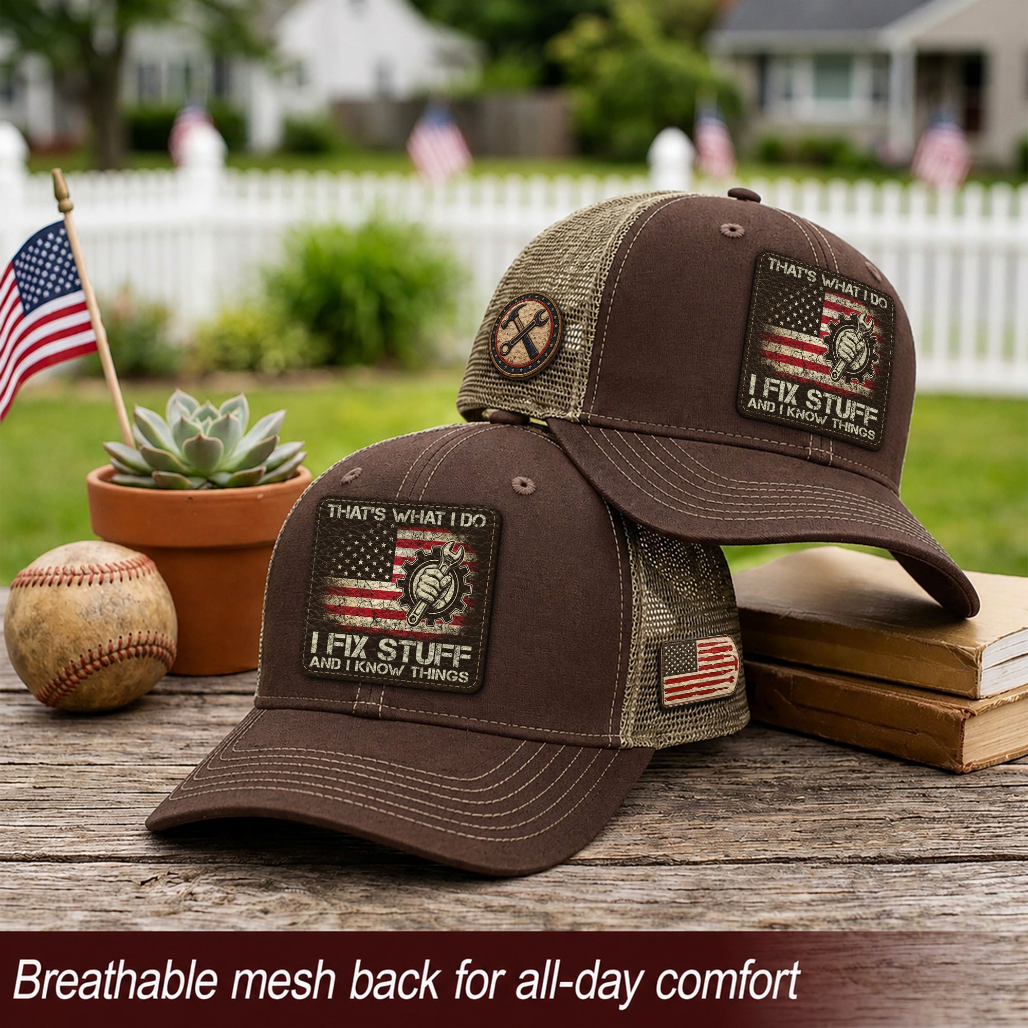 I Fix Stuff And I Know Things Funny Mechanic Quote Men Patch Trucker Hat Casual Novelty