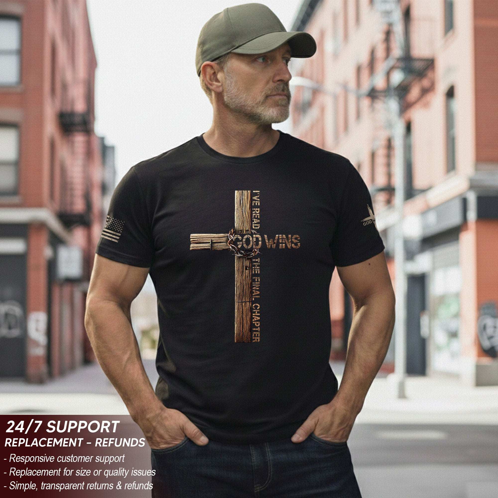 Victory in Christ T-Shirt – God Wins Cross Design