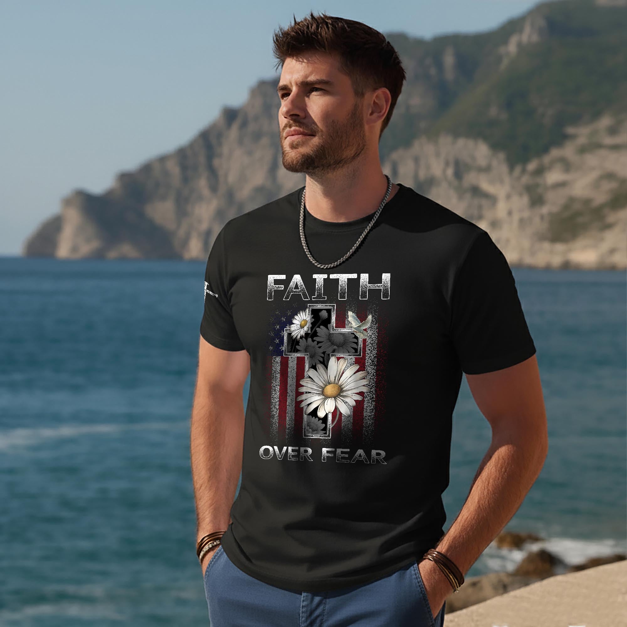Faith Over Fear Christian Floral T-Shirt