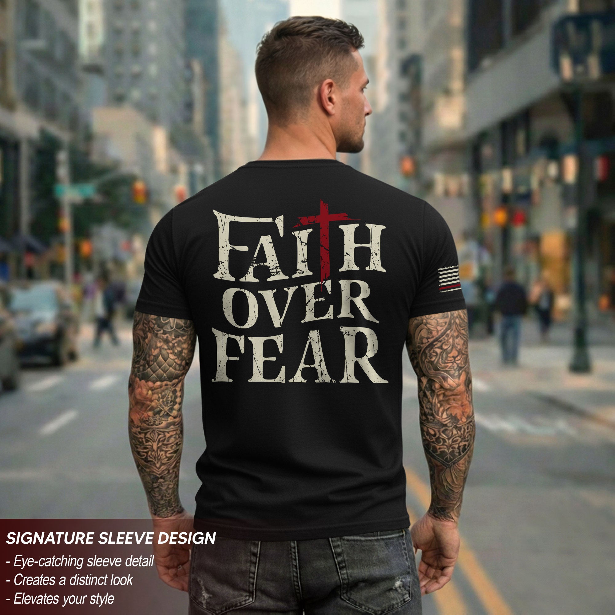 Faith Over Fear Christian Strength T-Shirt