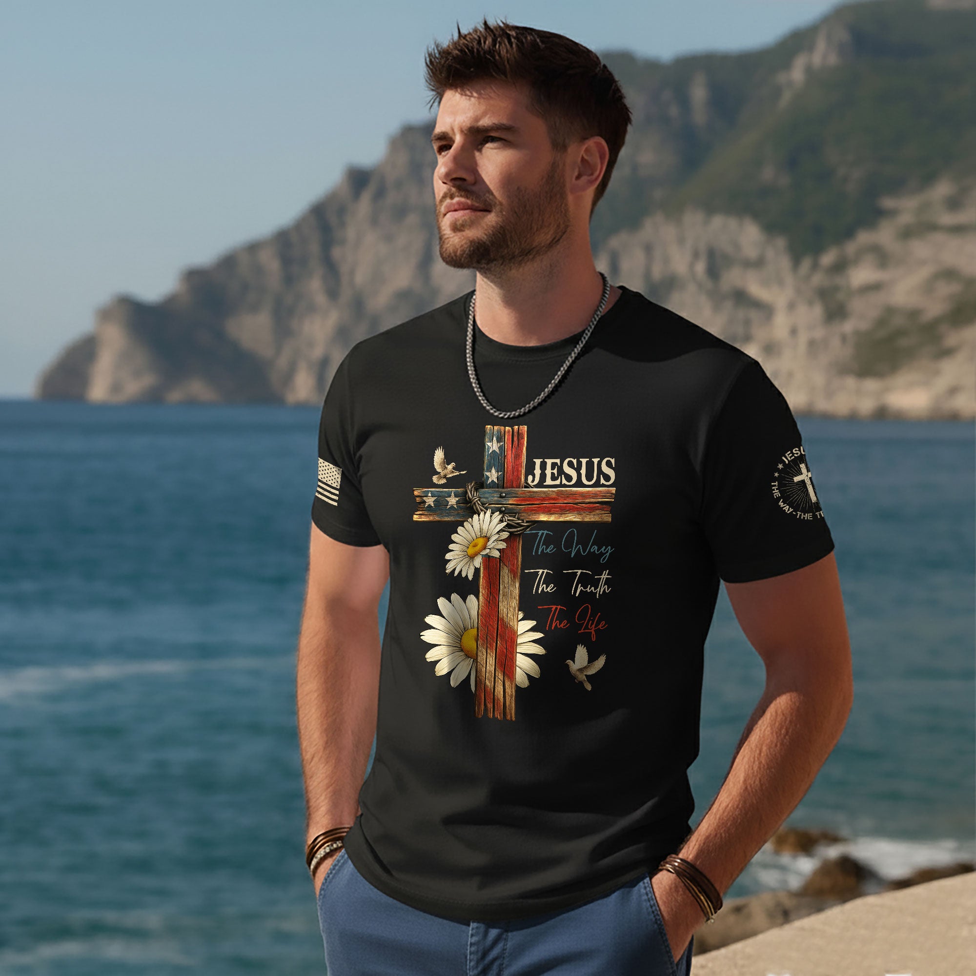 Faith Over Fear T-Shirt – Psalm 118:6 Cross & Flag Christian Vintage Tee