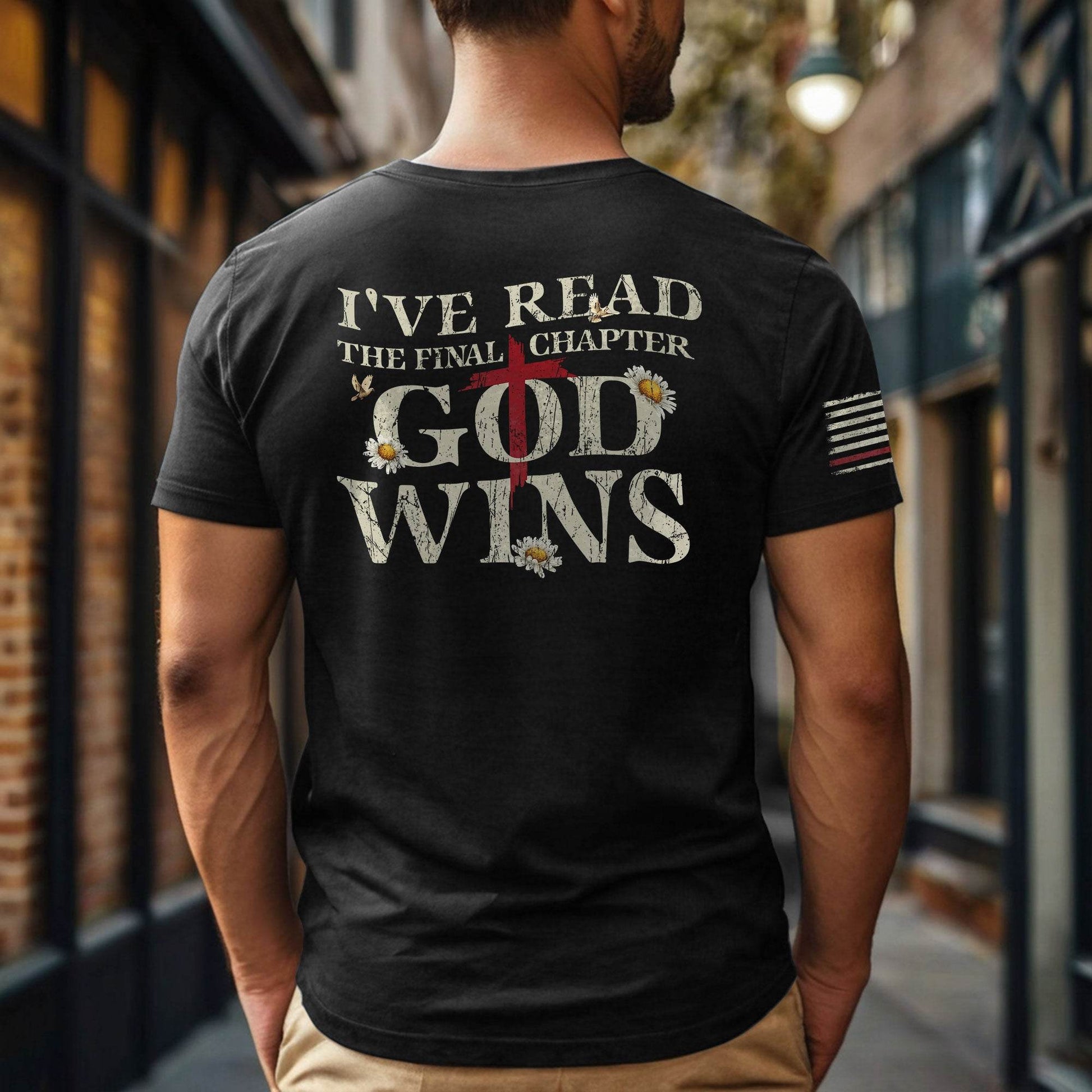 God Wins Final Chapter Back Print Christian T-Shirt - Rust Field Wear
