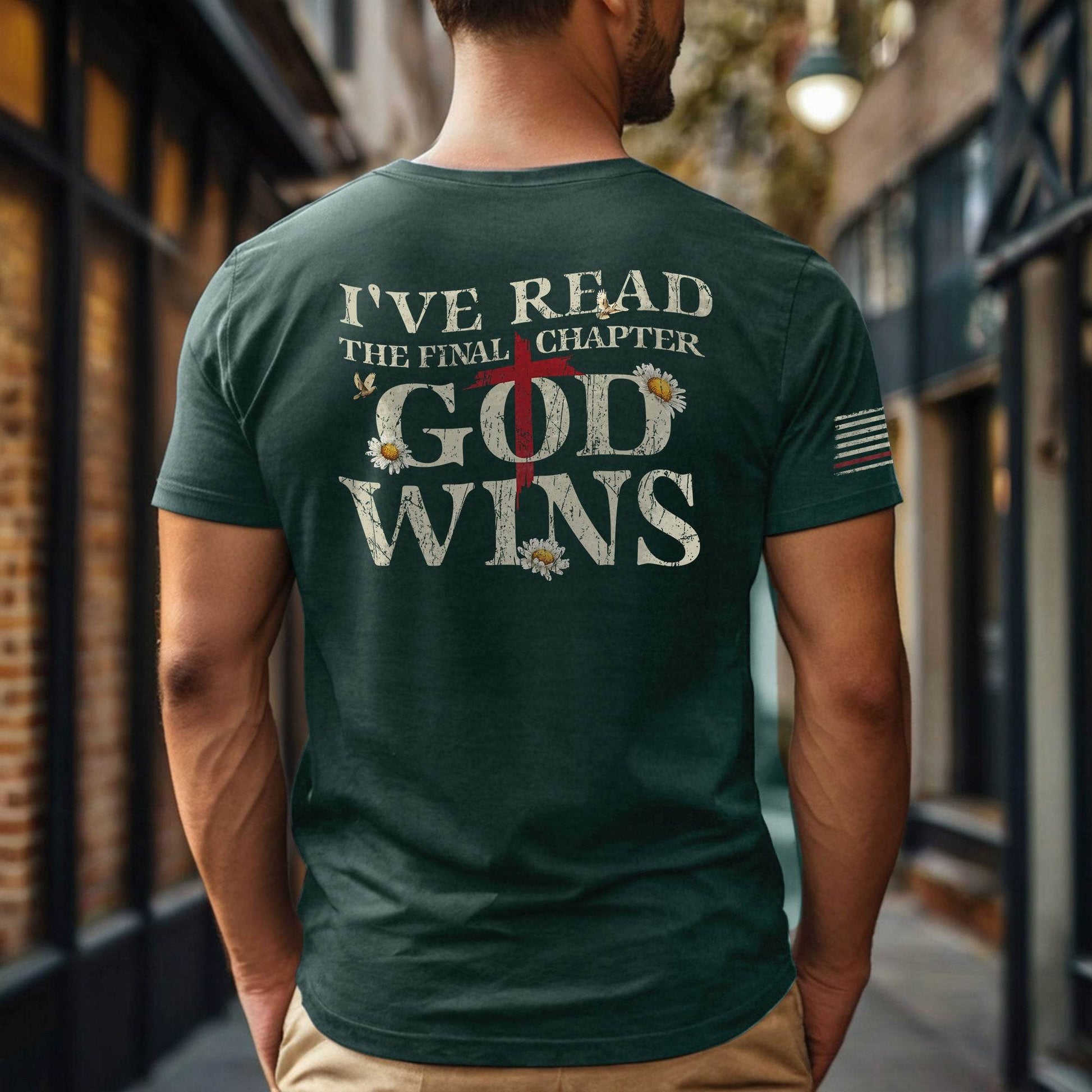 God Wins Final Chapter Back Print Christian T-Shirt - Rust Field Wear