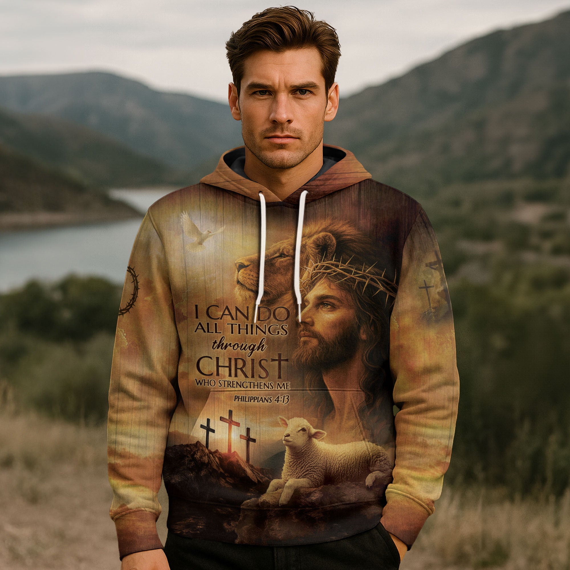 I Can Do All Things Through Christ Jesus Lion and Lamb Christian Hoodie