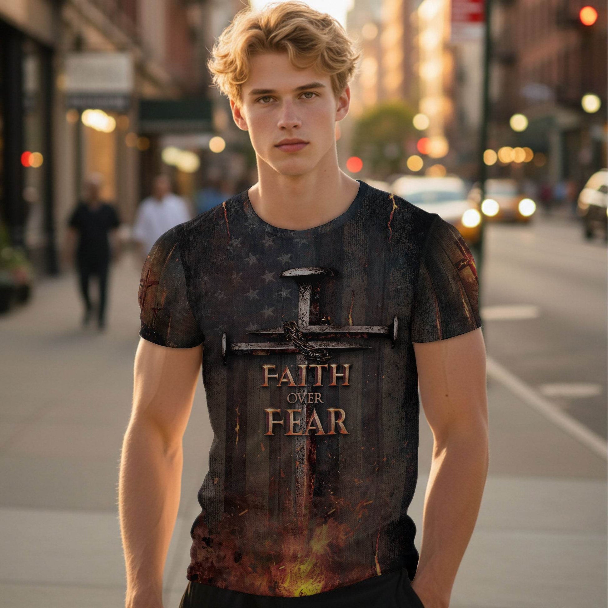 Faith Over Fear Patriotic T-Shirt - Rust Field Wear