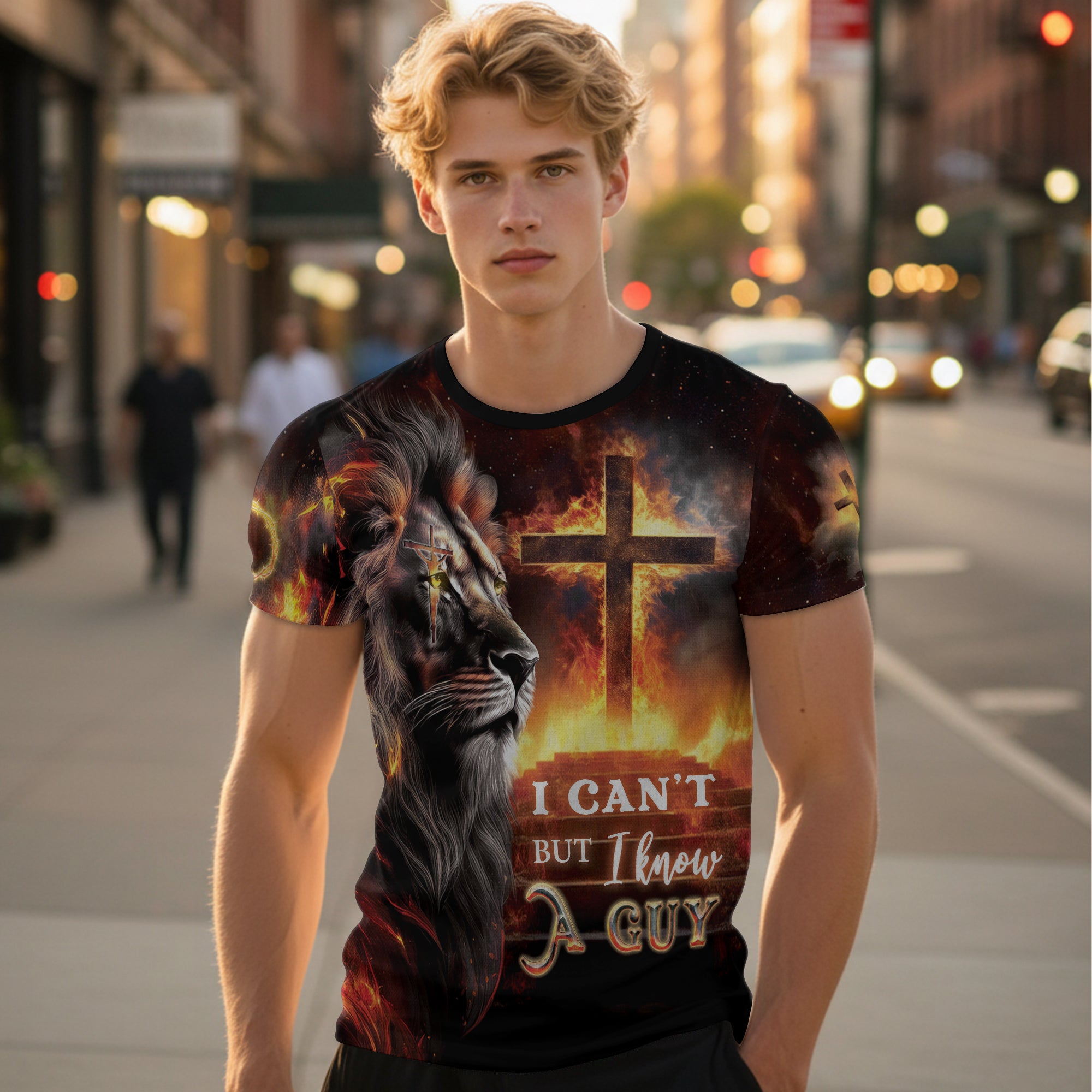 Strength From The Cross Philippians 4:13 Lion And Jesus T-Shirt