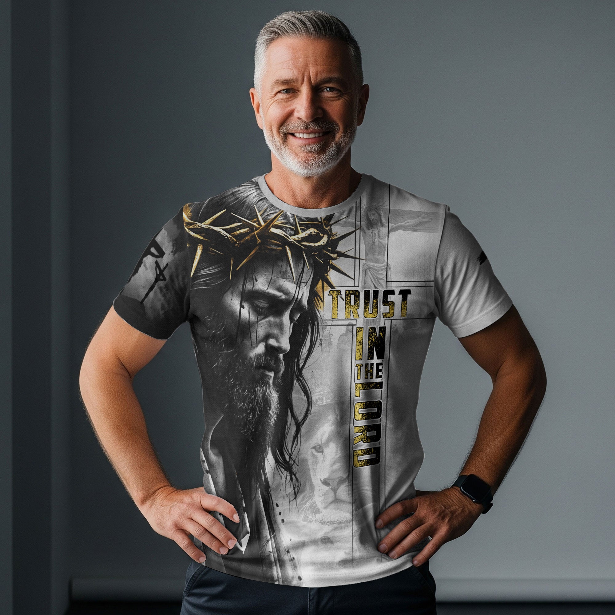 Trust In The Lord Crown of Thorns Lion and Lamb Christian T-Shirt