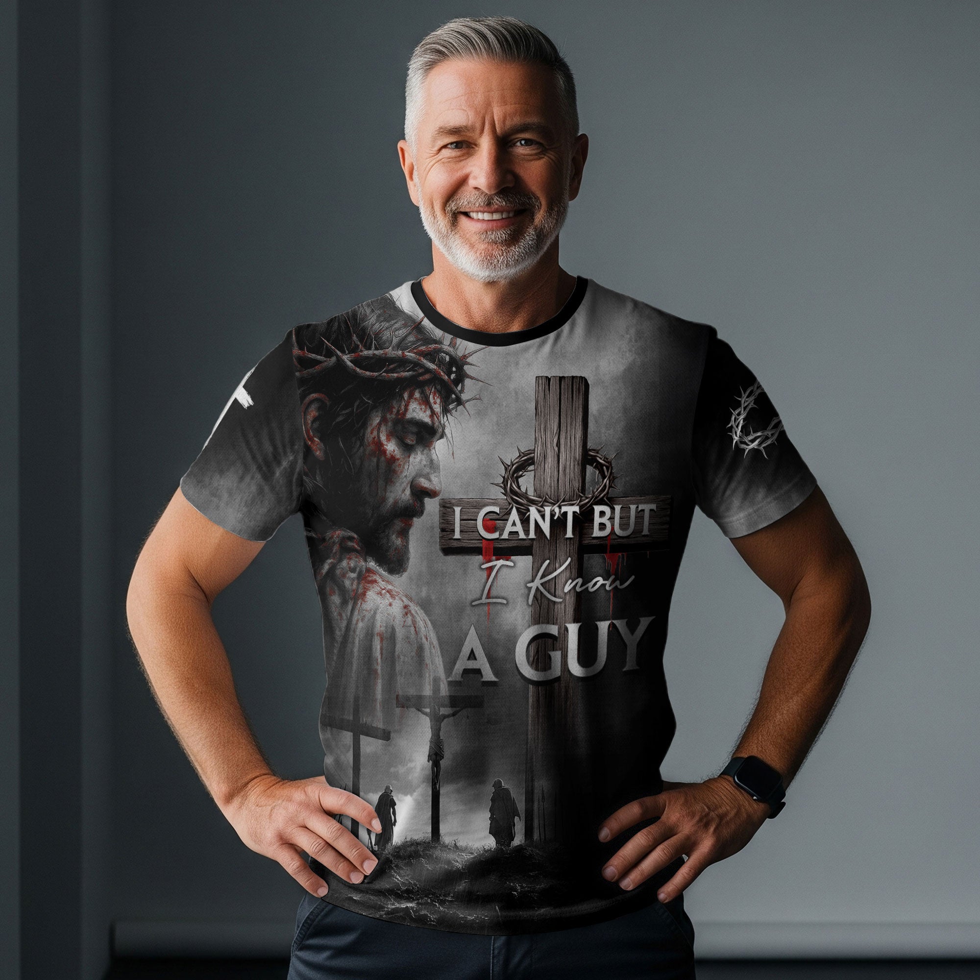 I Can’t But I Know A Guy Jesus Cross Lion Redemption Warrior Christian T-Shirt