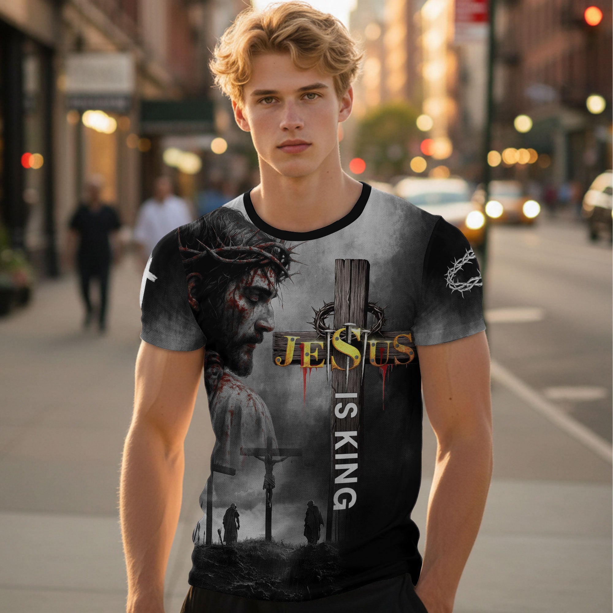 Jesus Is King Cross and Lion Warrior Faith T-Shirt