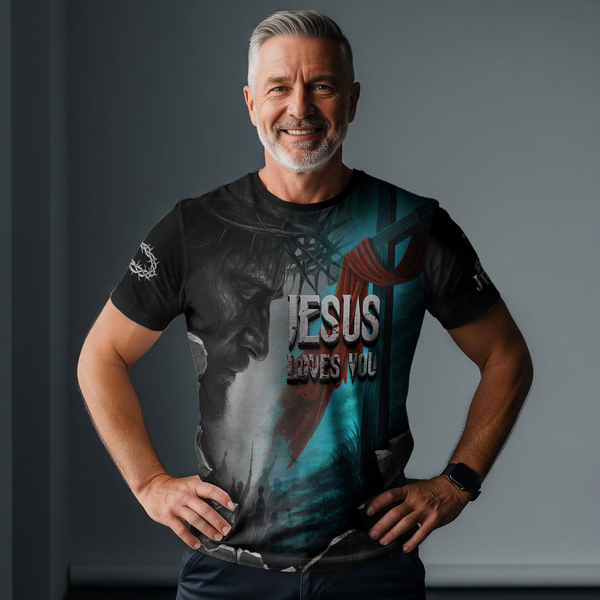Jesus Loves You Cross of Redemption Lion Christian T-Shirt