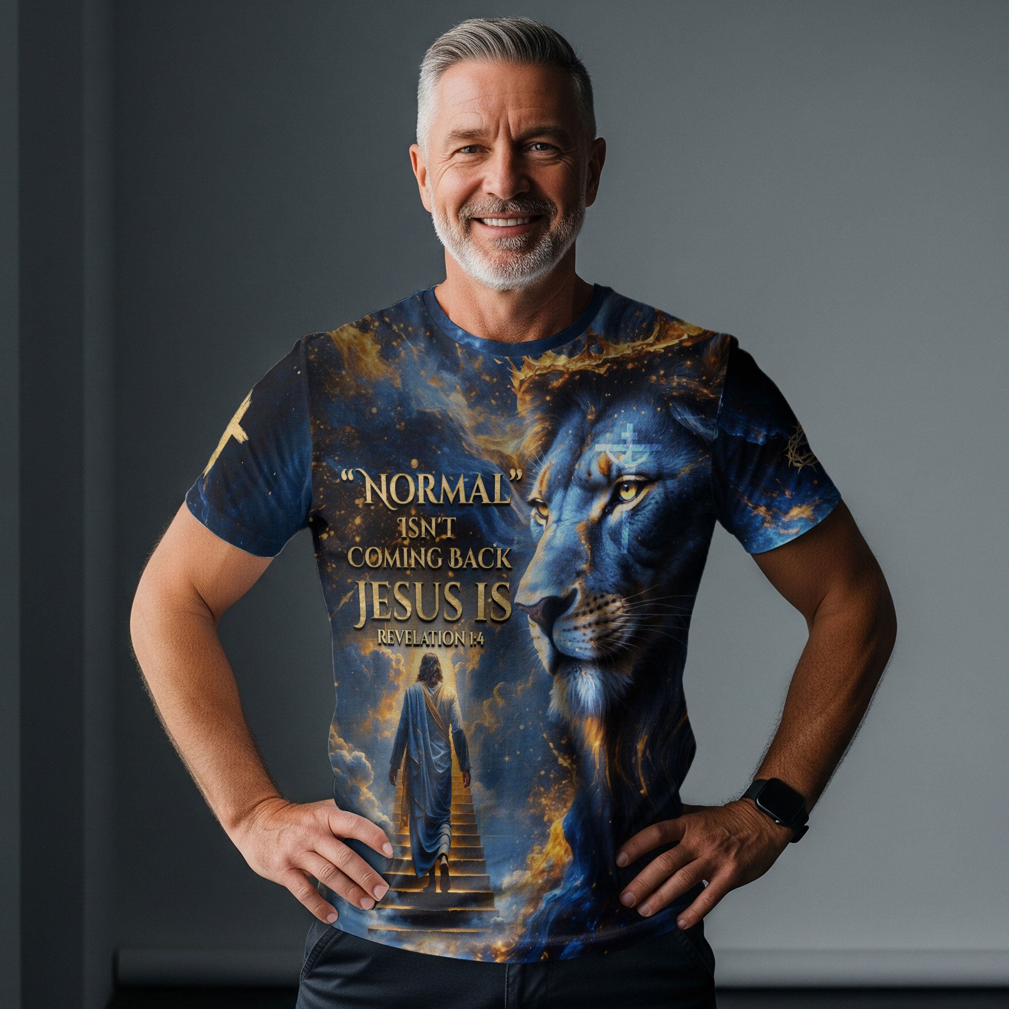 Revelation Blue Lion “Jesus Is Coming Back” Christian T-Shirt