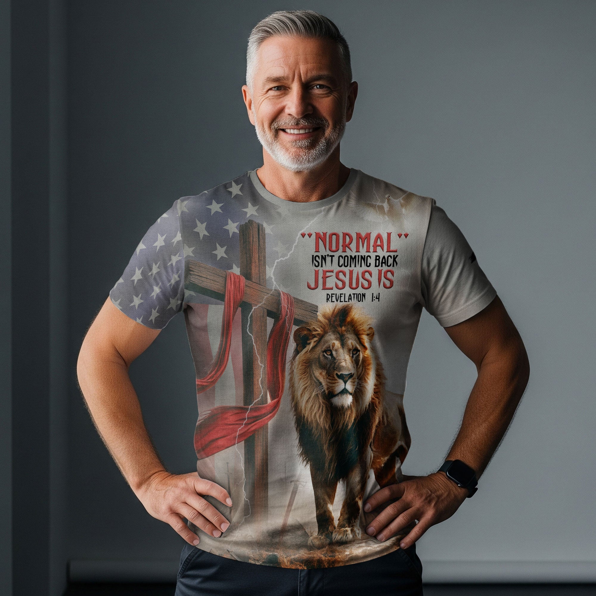Revelation Freedom “Jesus Is Coming Back” Lion and Cross Christian T-Shirt