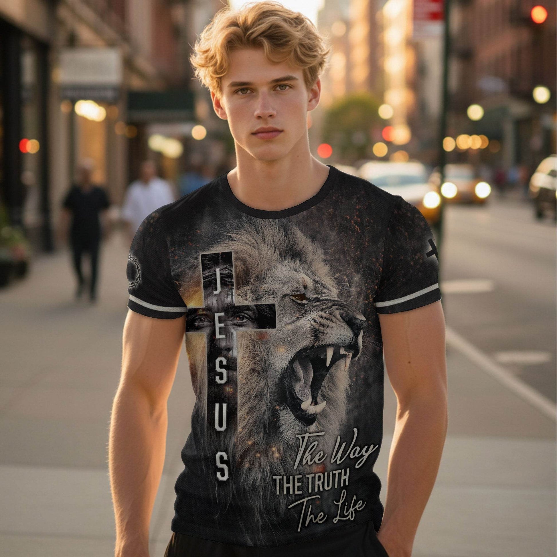 Jesus Lion Cross – The Way The Truth The Life T-Shirt - Rust Field Wear
