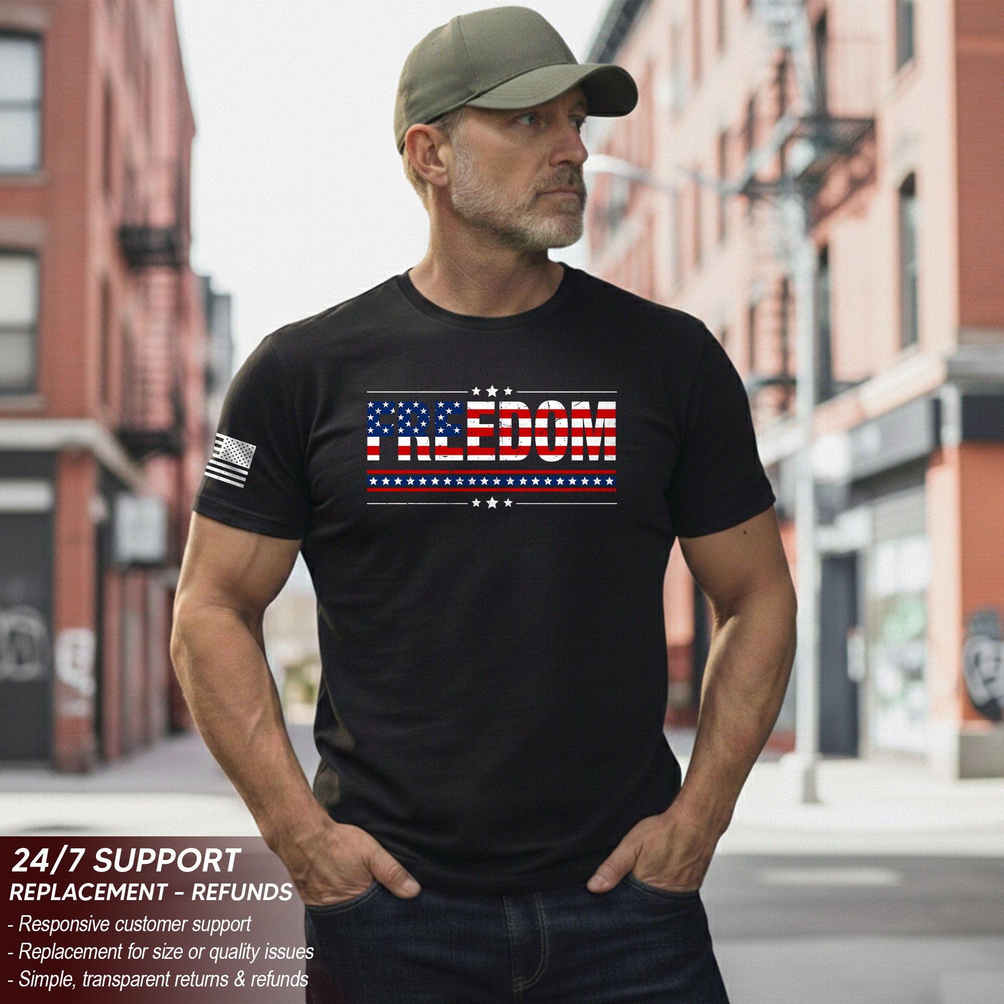 Freedom American Flag Stars & Stripes Patriotic T-Shirt