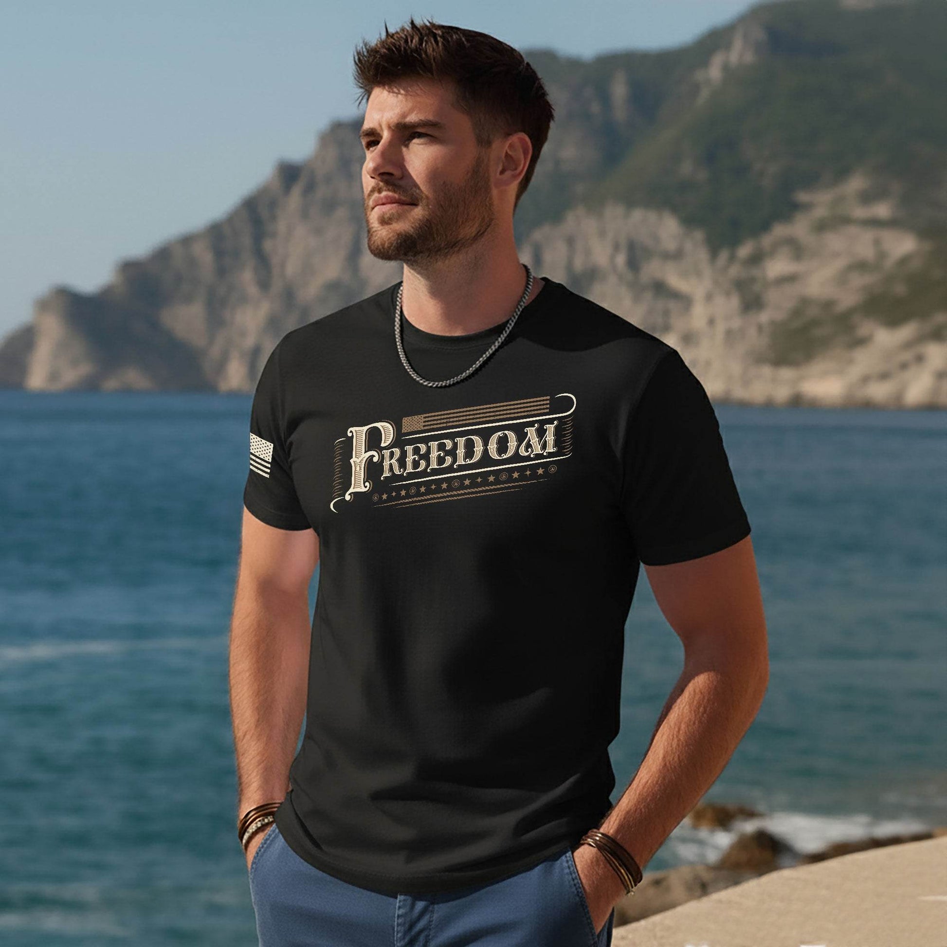 Vintage 'Freedom' Script T-Shirt - Rust Field Wear