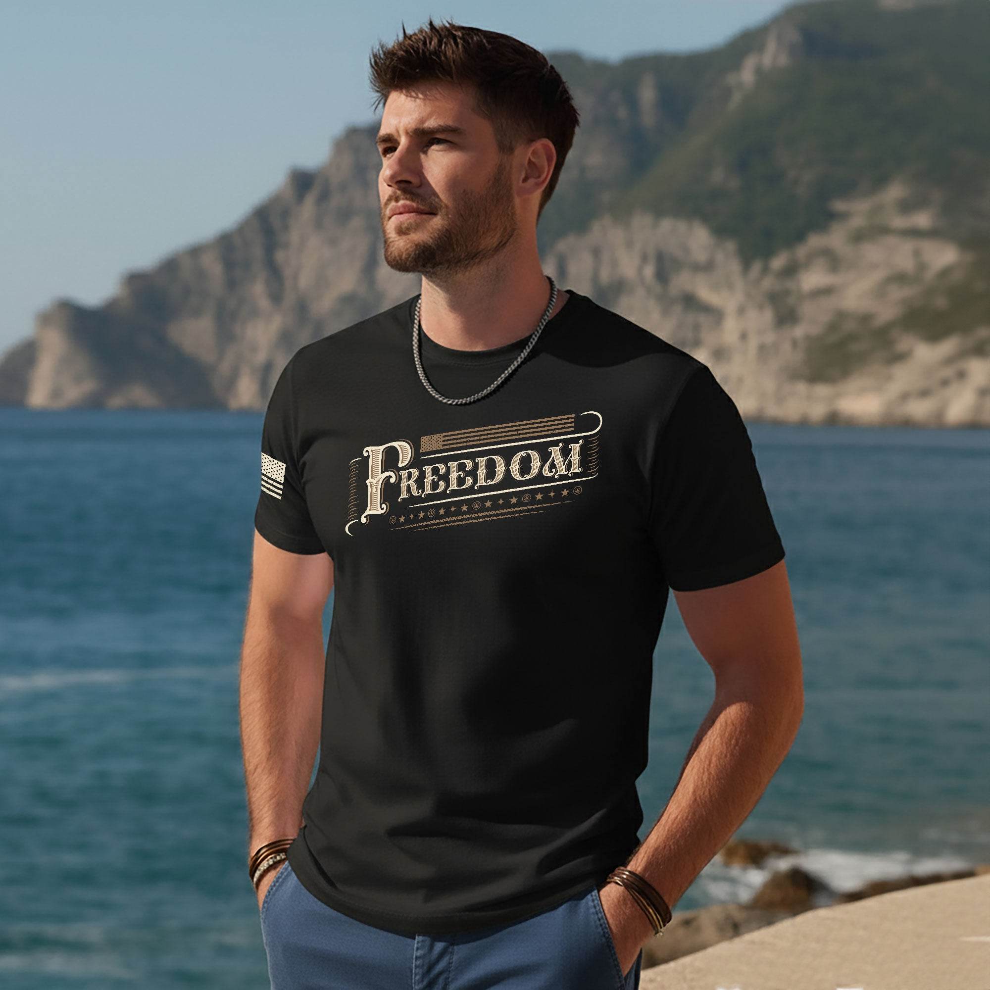 Vintage 'Freedom' Script T-Shirt - Rust Field Wear