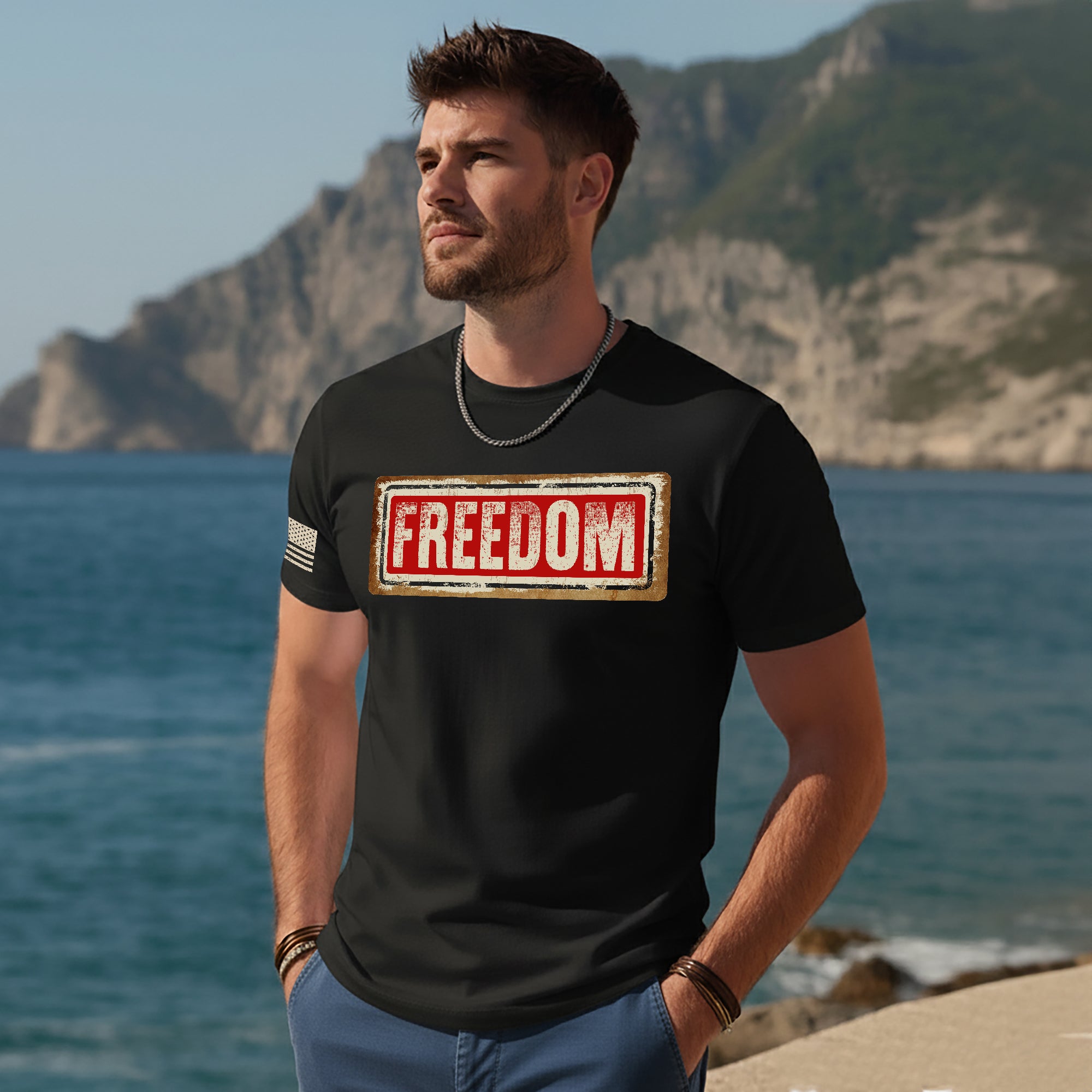 Freedom Sign Patriotic Tribute T-Shirt