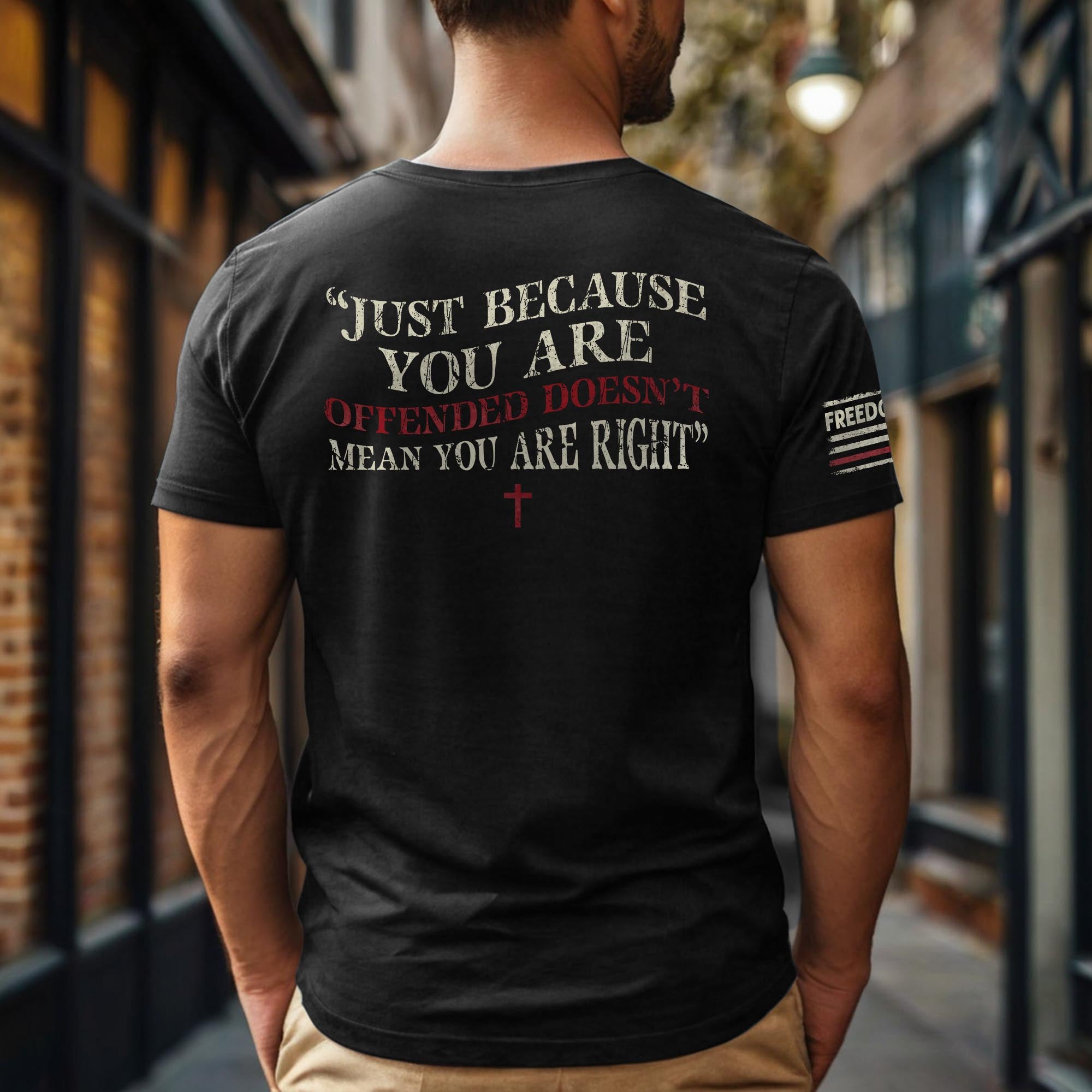 Freedom Memorial Patriotic American Flag & Bold Quote T-Shirt
