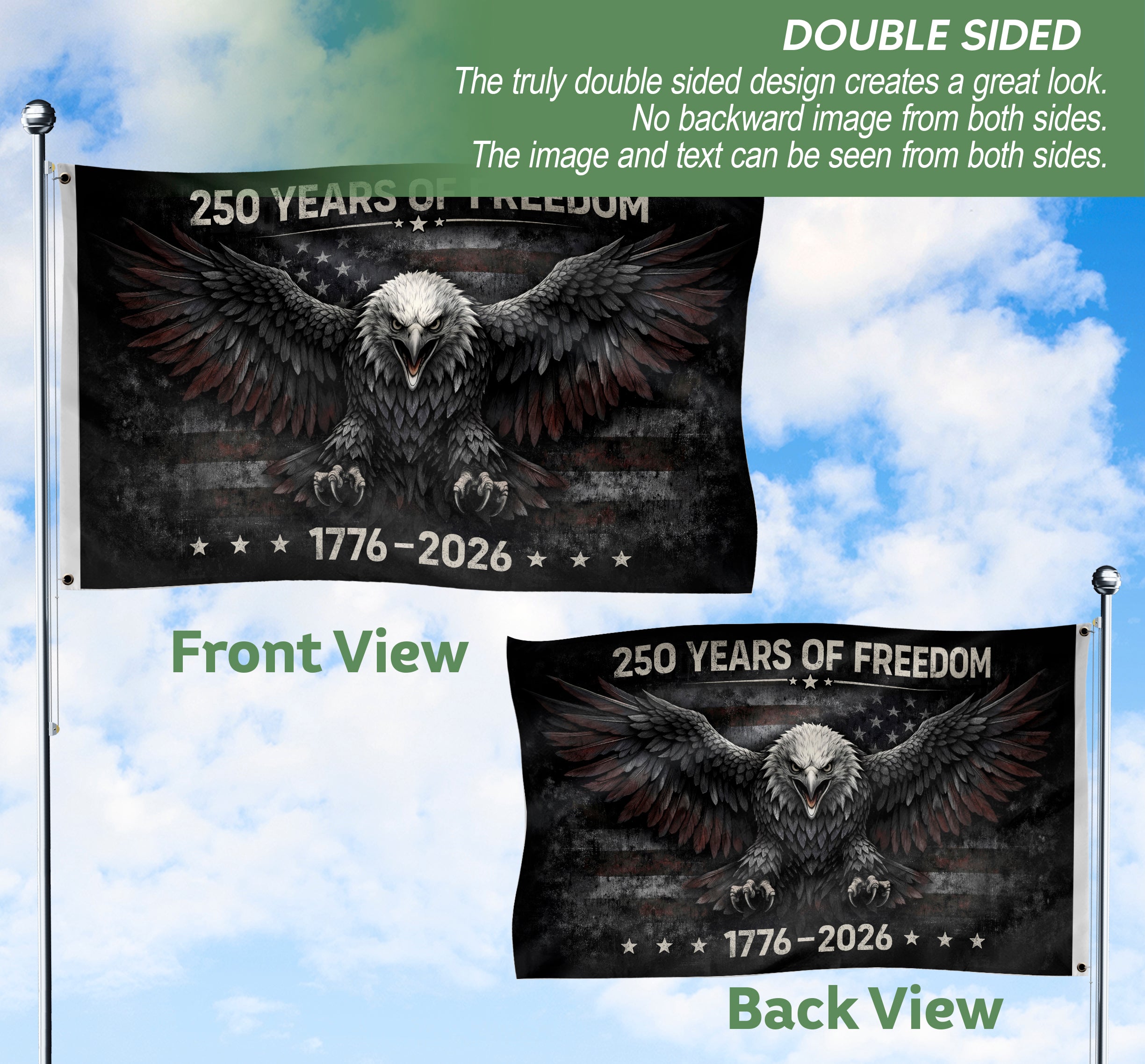 250 Years America  Freedom Flag 1776–2026 We The People Patriotic Yard Decoration