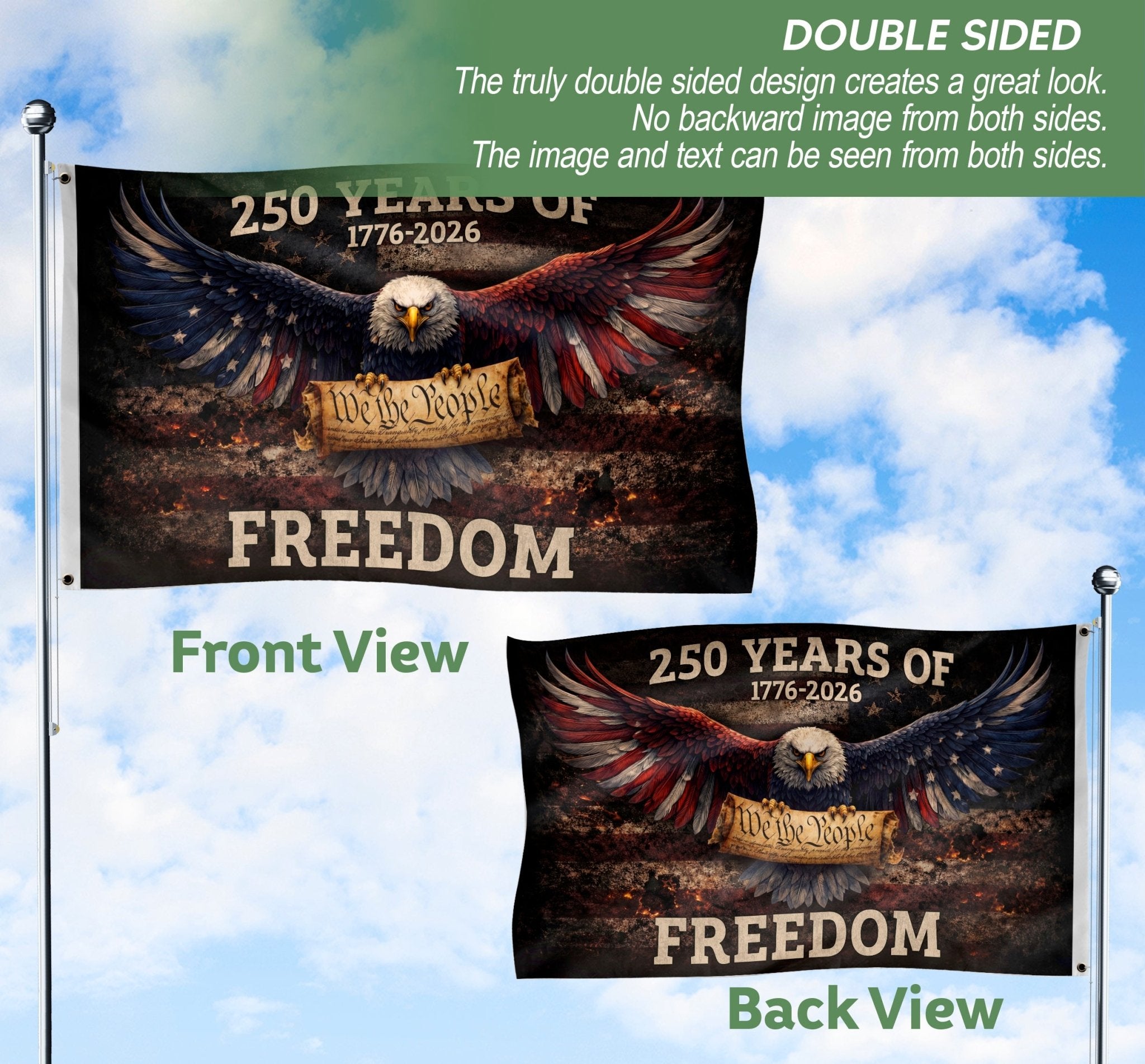 United States 250th Birthday Freedom Flag 1776–2026 We The People Outdoor Display - Rust Field Wear