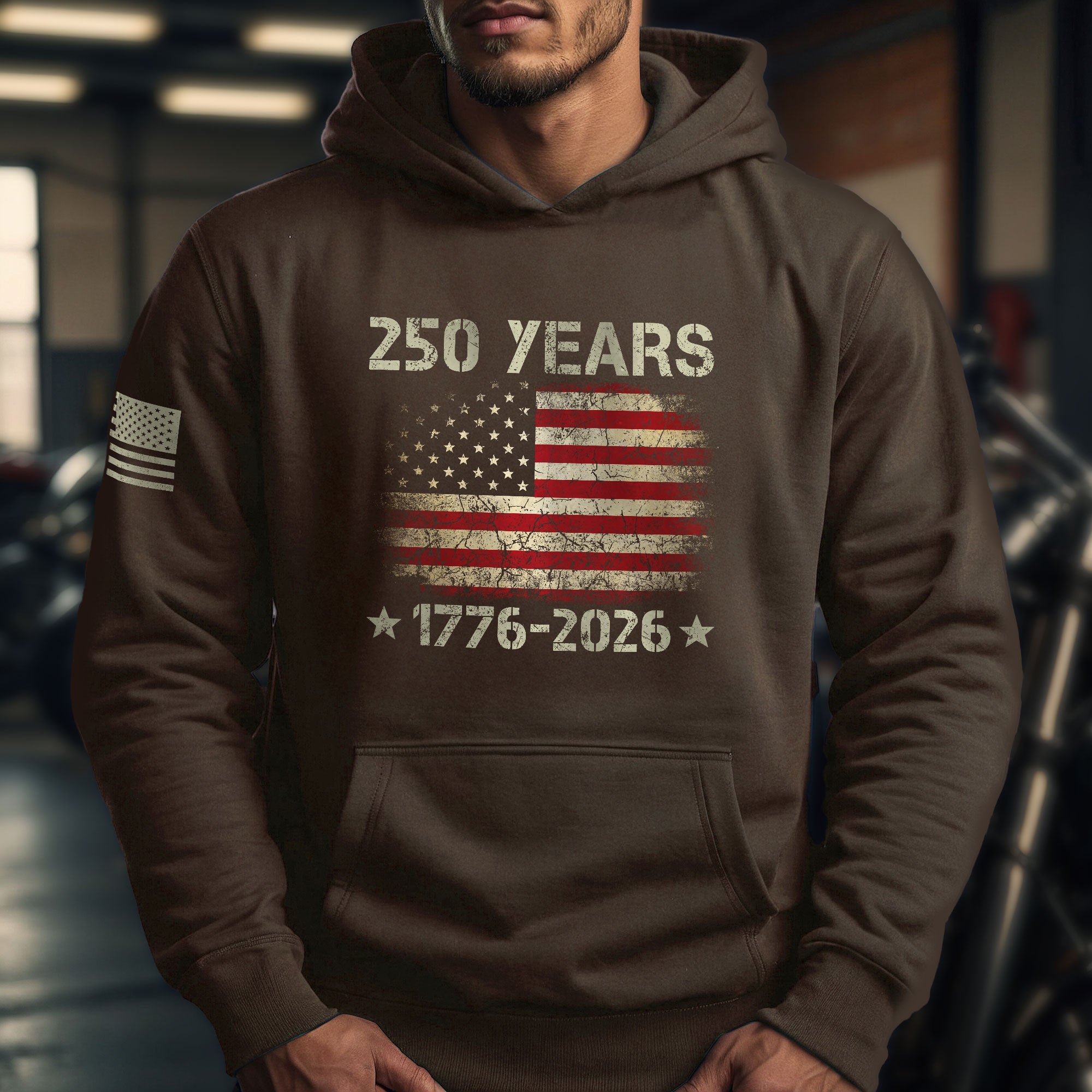 USA 250th Anniversary Semiquincentennial 250 Years Hoodie 1776-2026 Vintage Distressed Flag Patriotic
