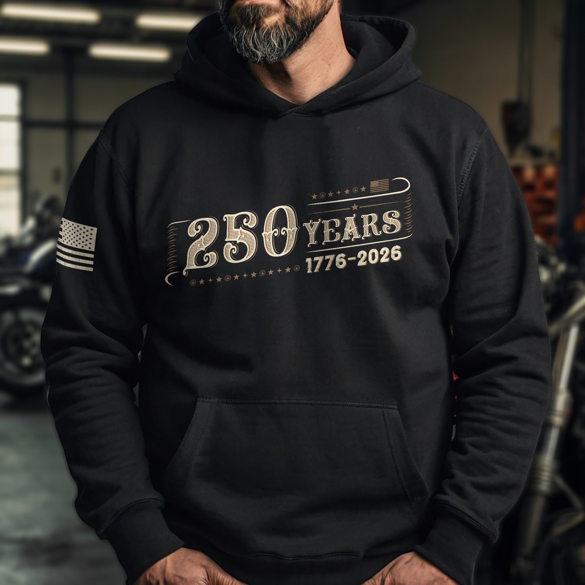 USA 250th Anniversary Semiquincentennial 250 Years Hoodie 1776-2026 Patriotic Western Style
