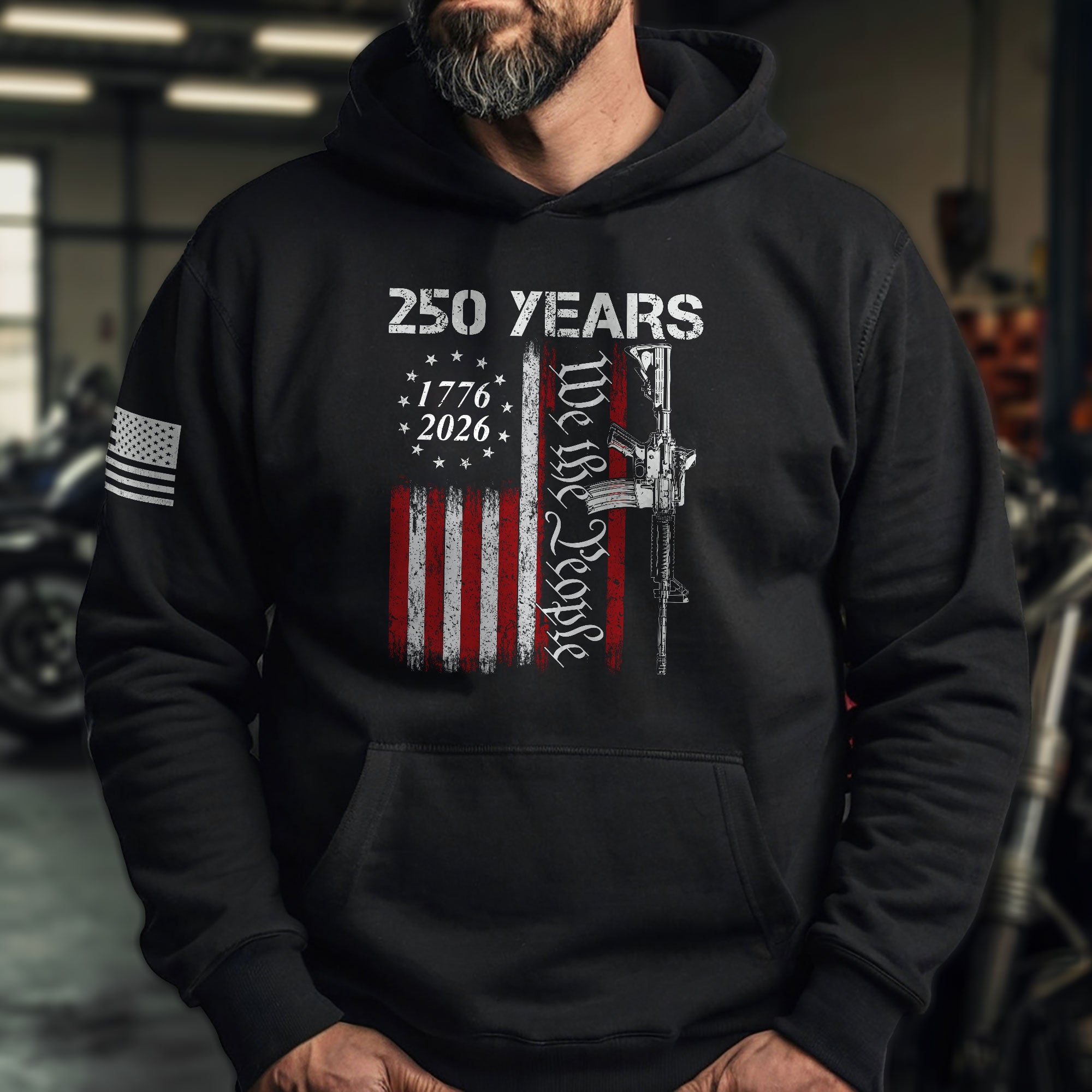 USA 250th Anniversary Semiquincentennial 250 Years Hoodie 1776-2026 We The People Distressed Patriotic