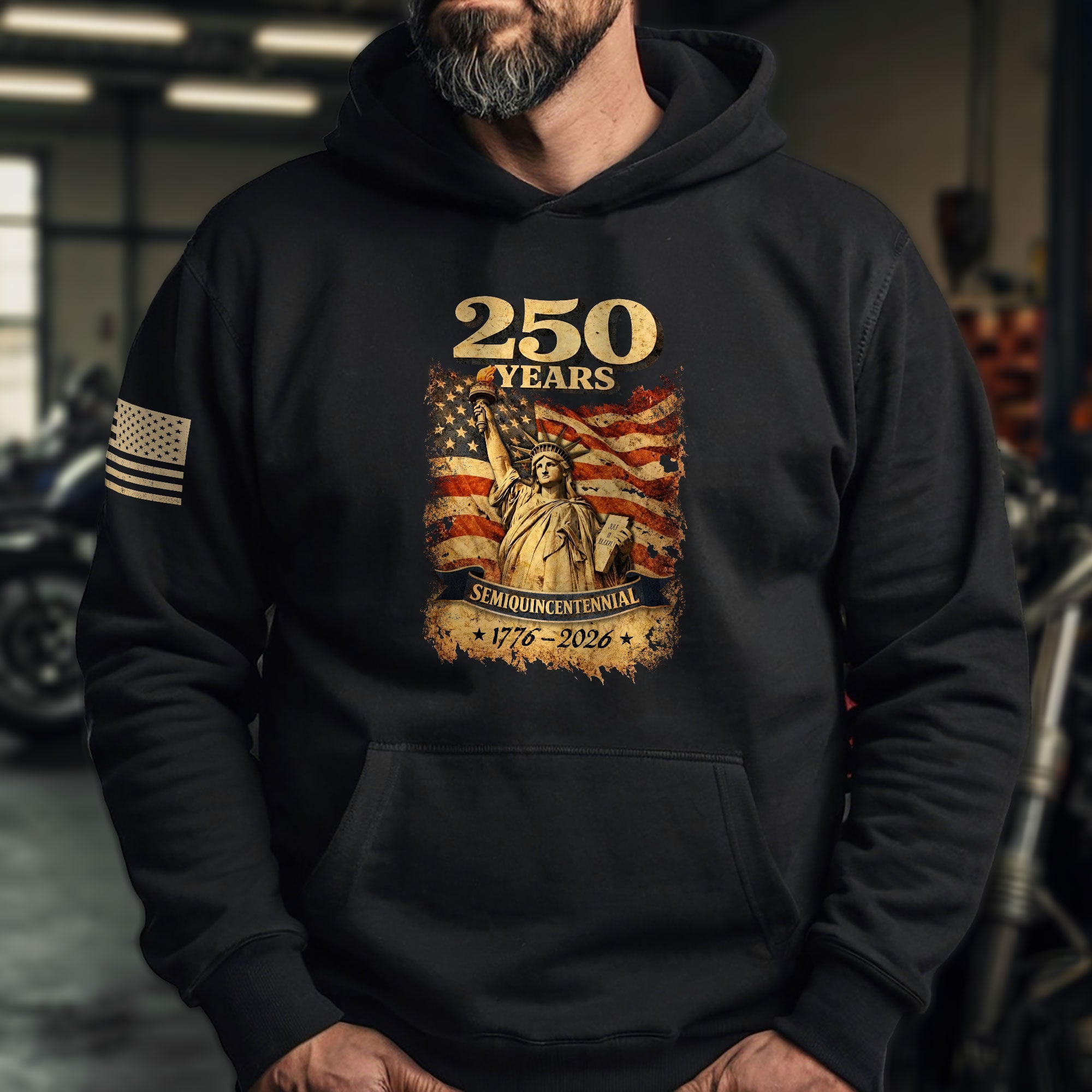 USA 250th Anniversary Semiquincentennial 250 Years Hoodie 1776-2026 Statue of Liberty Patriotic Flag Graphic