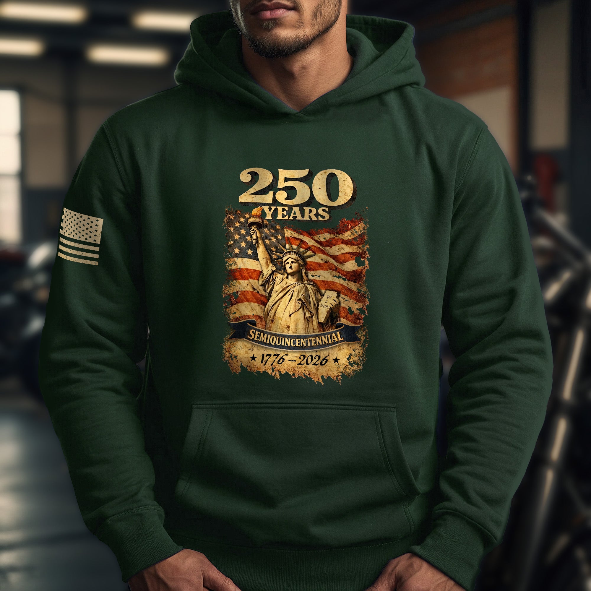 USA 250th Anniversary Semiquincentennial 250 Years Hoodie 1776-2026 Statue of Liberty Patriotic Flag Graphic