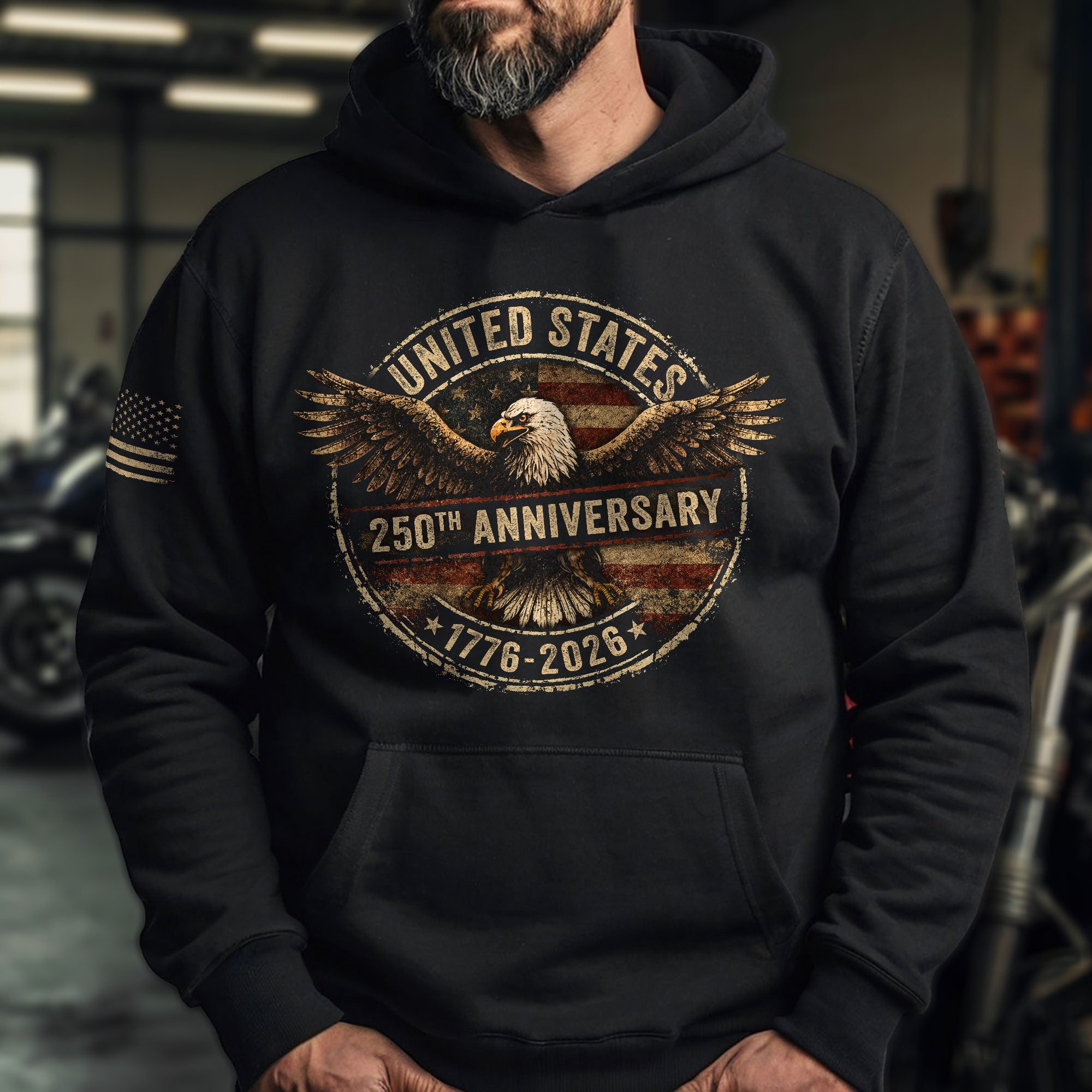 USA 250th Anniversary Semiquincentennial 250 Years Hoodie 1776-2026 Patriotic Eagle Vintage