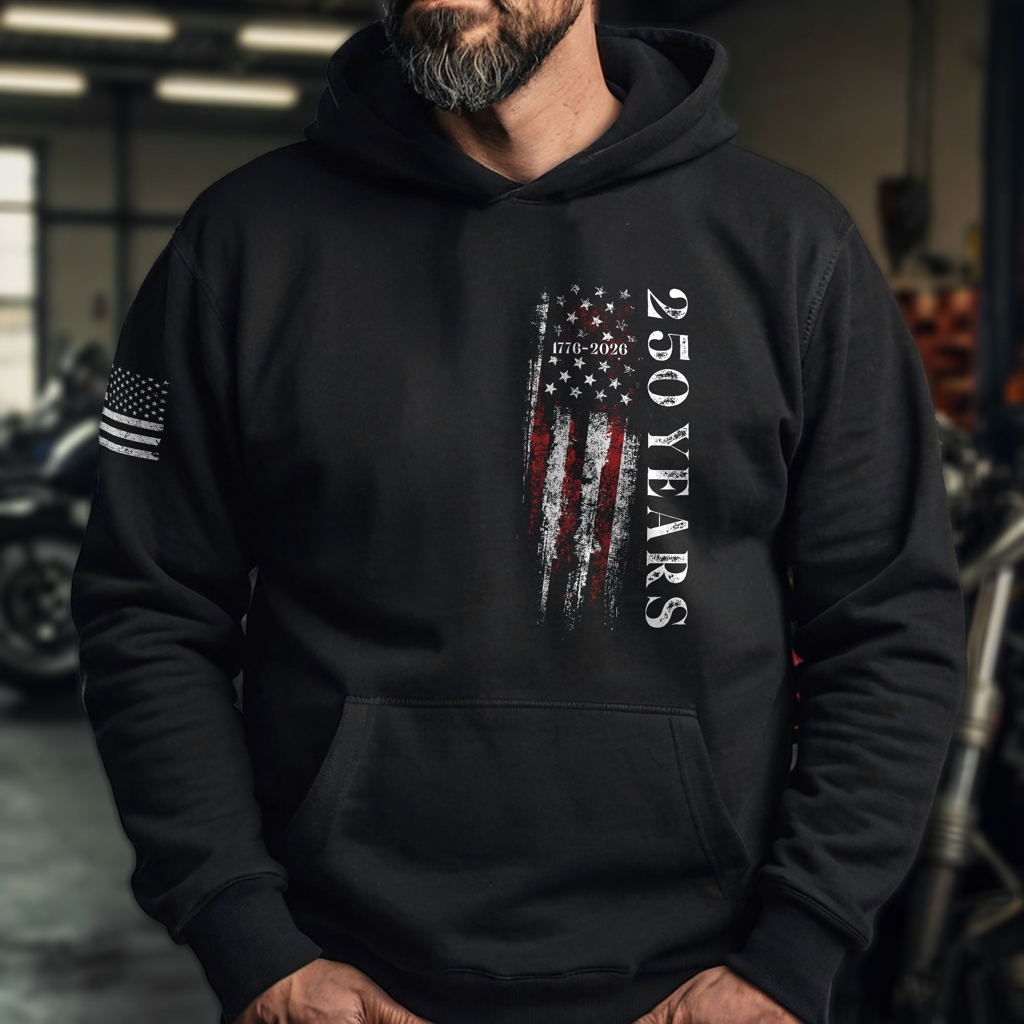 USA 250th Anniversary 250 Years Hoodie 1776-2026 American Flag Vintage Patriotic