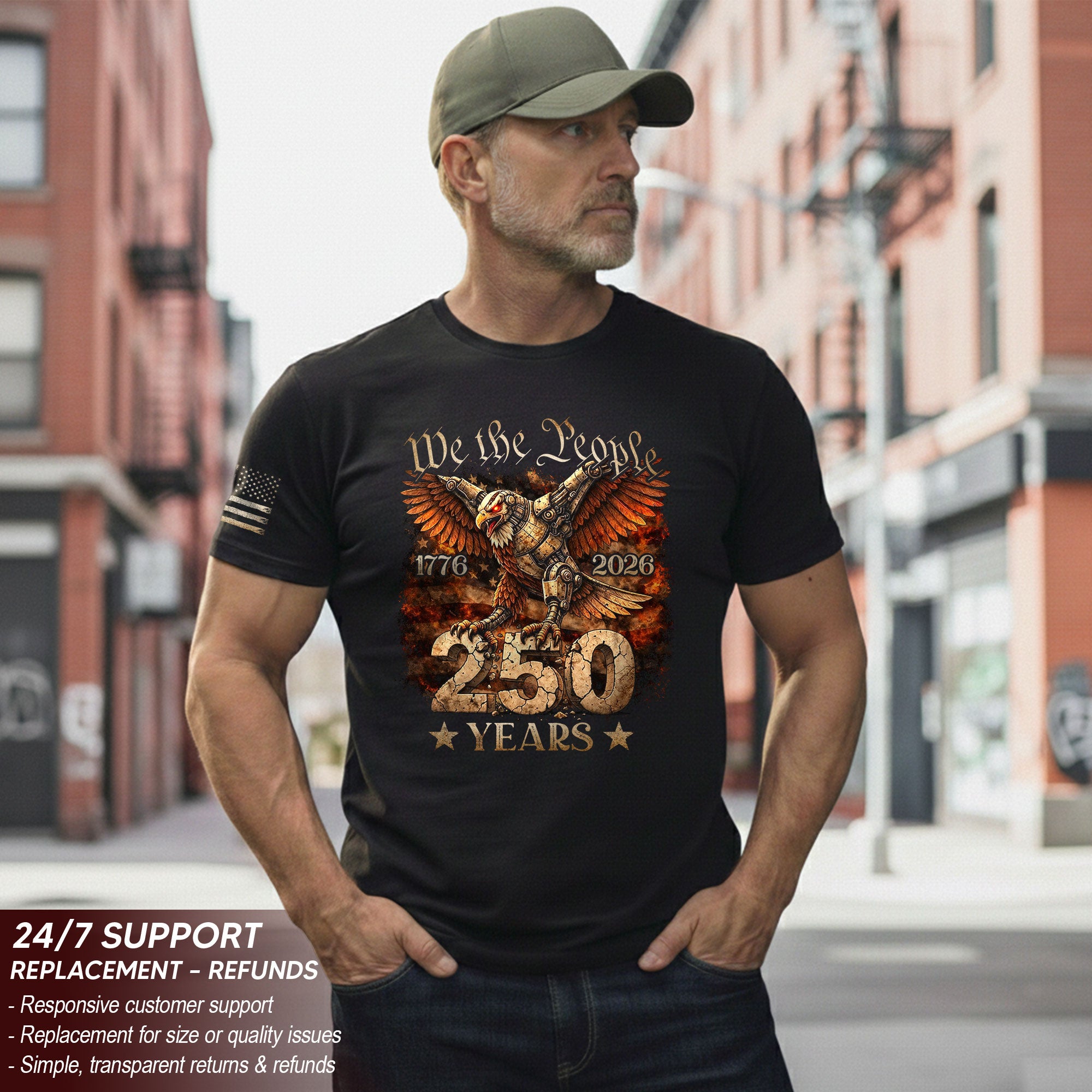 USA 250th Anniversary Semiquincentennial 250 Years Shirt 1776-2026 Mechanical Eagle We The People Mental Strength Patriotic