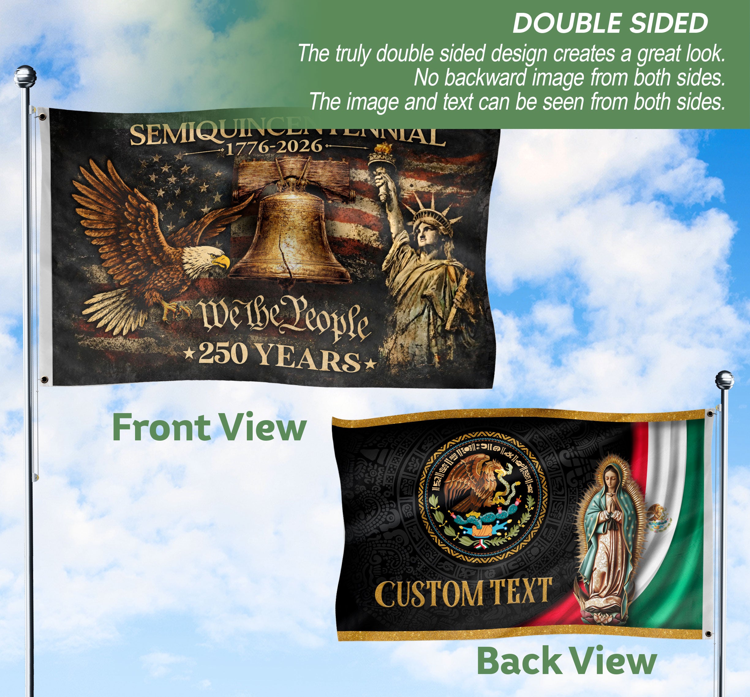 USA 250th Anniversary Garden Flag 250 Years Semiquincentennial 1776-2026 We The People Liberty Freedom Patriotic