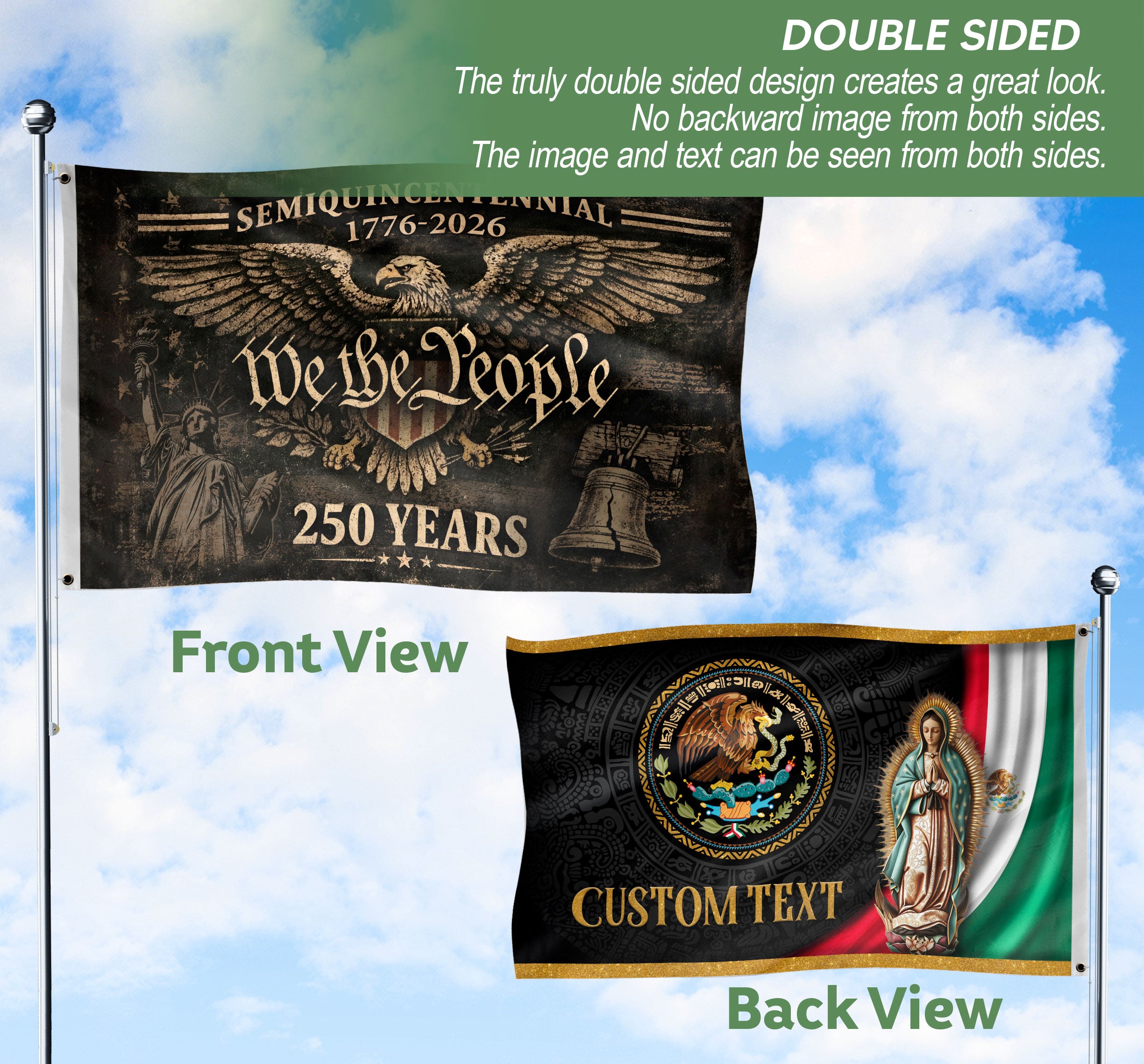 USA 250 Years Semiquincentennial Garden Flag 1776-2026 We The People American Heritage Eagle Strength Patriotic