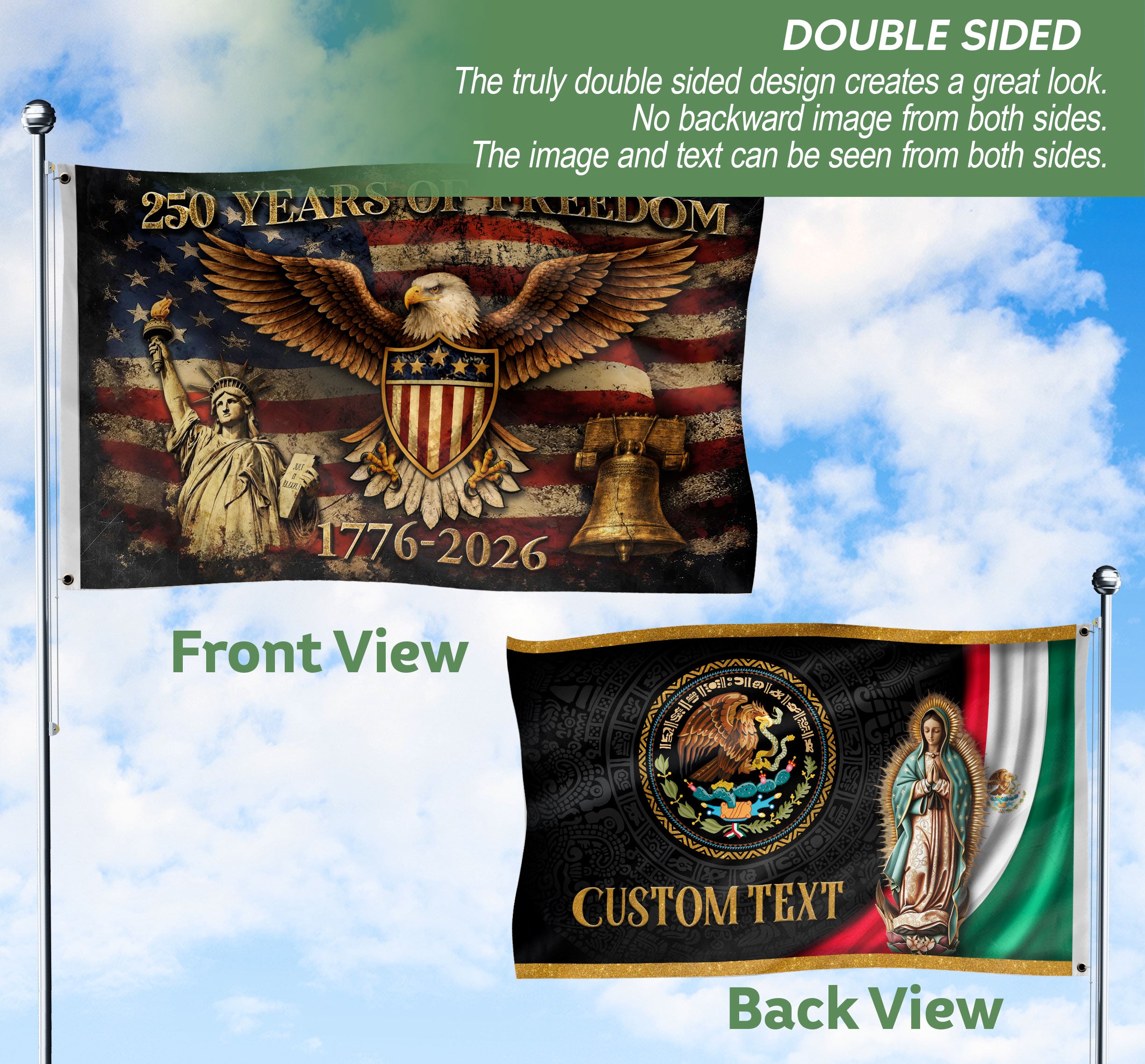 USA 250 Years of Freedom Semiquincentennial Garden Flag 1776-2026 American Eagle Liberty Bell Patriotic