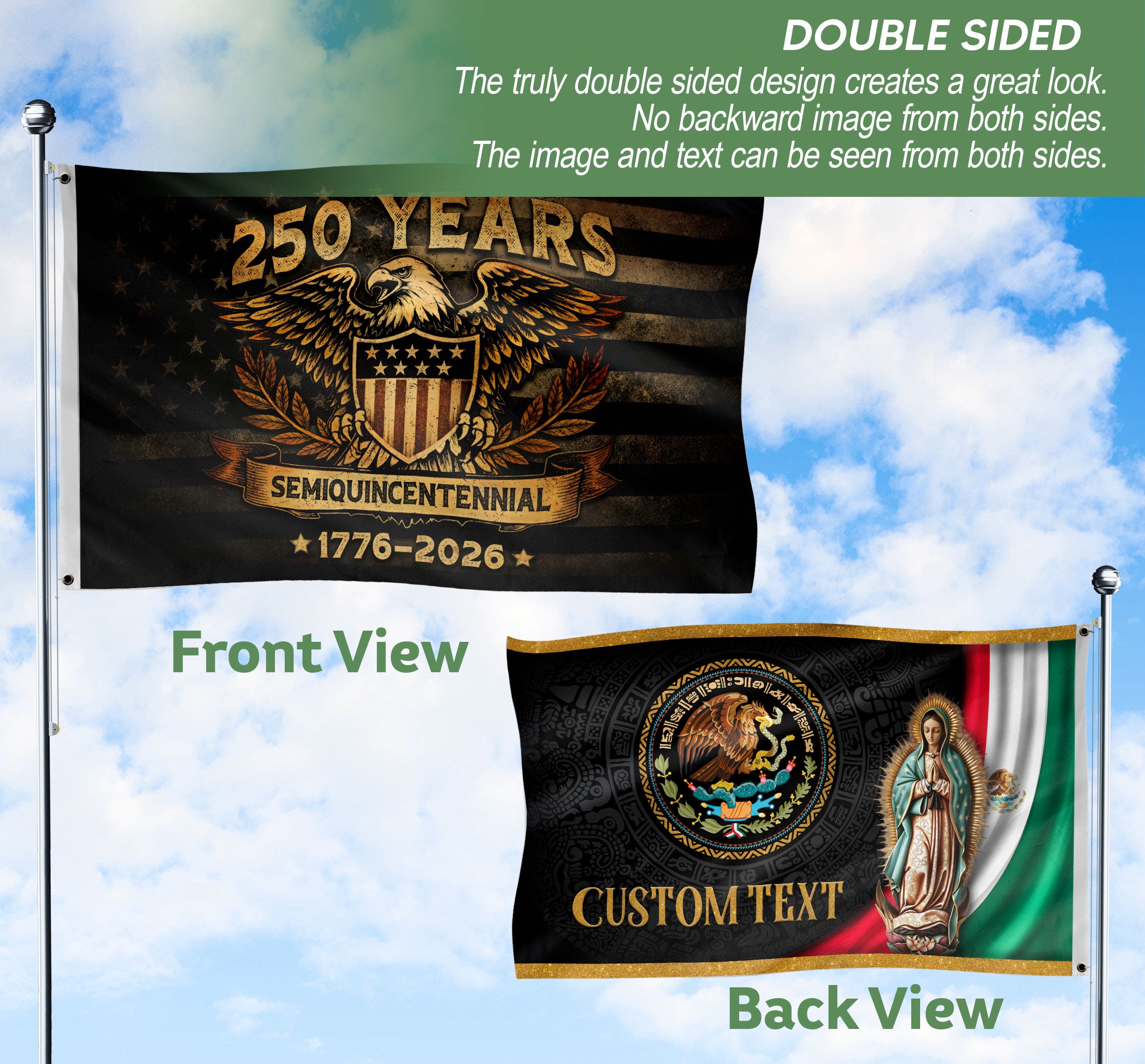 United States 250th Semiquincentennial Anniversary Flag 1776-2026 American Eagle Heritage Patriotic