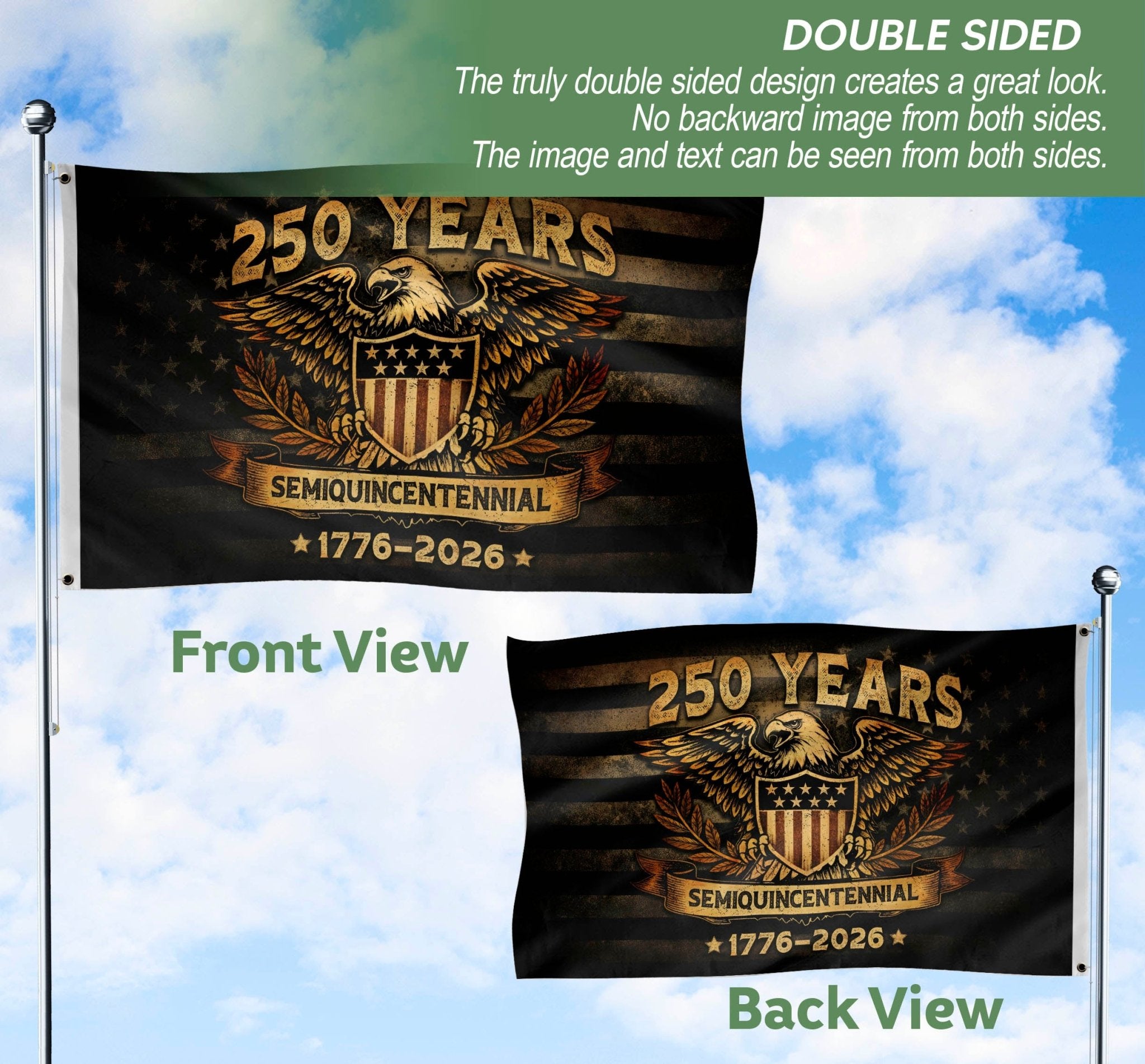 United States 250th Anniversary Flag 1776-2026 American Eagle Heritage Patriotic - Rust Field Wear