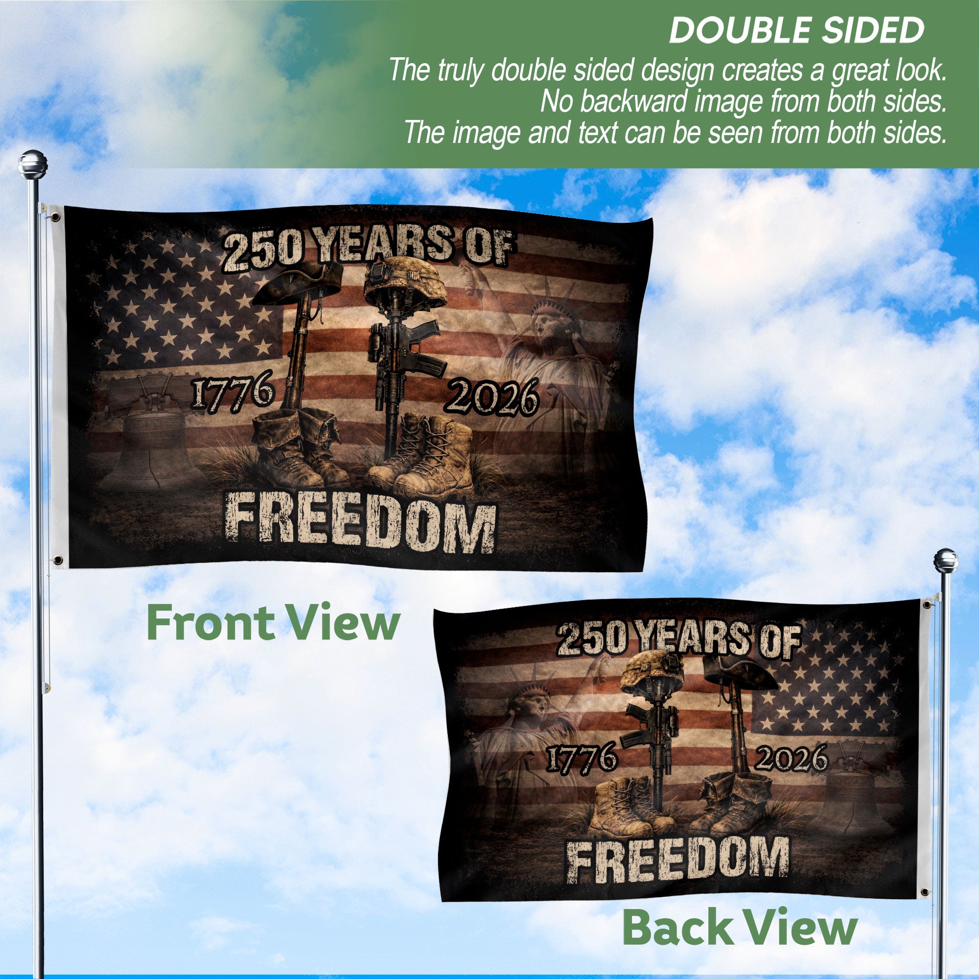 United States 250th Semiquincentennial Anniversary Flag 1776–2026, American Heritage Patriotic Banner