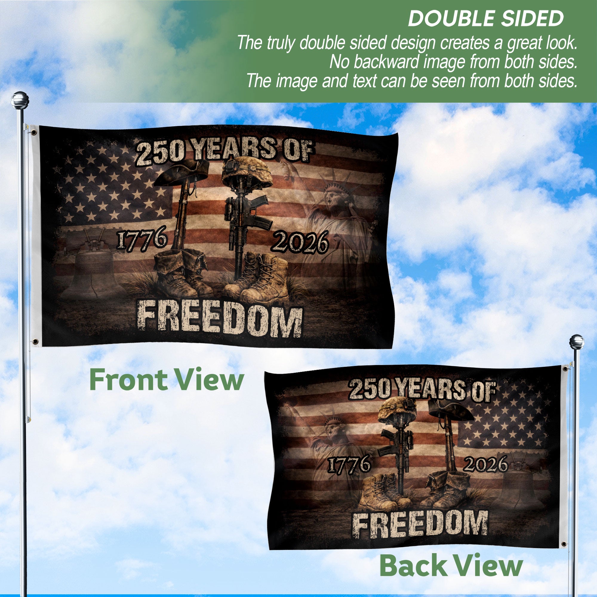 United States 250th Anniversary Flag 1776–2026, American Heritage Patriotic Banner