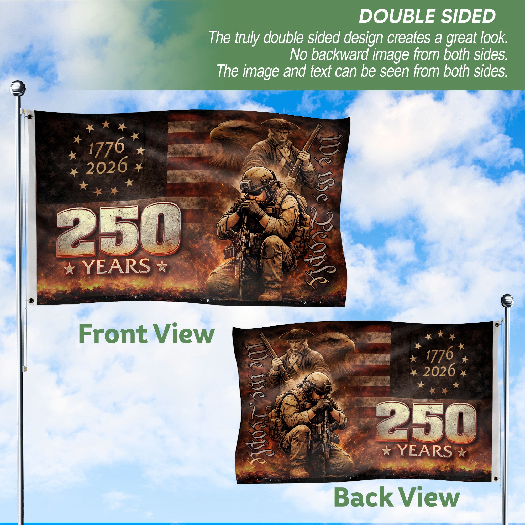 American Eagle 250th Semiquincentennial Flag 1776–2026, United States Patriotic Heritage Flag