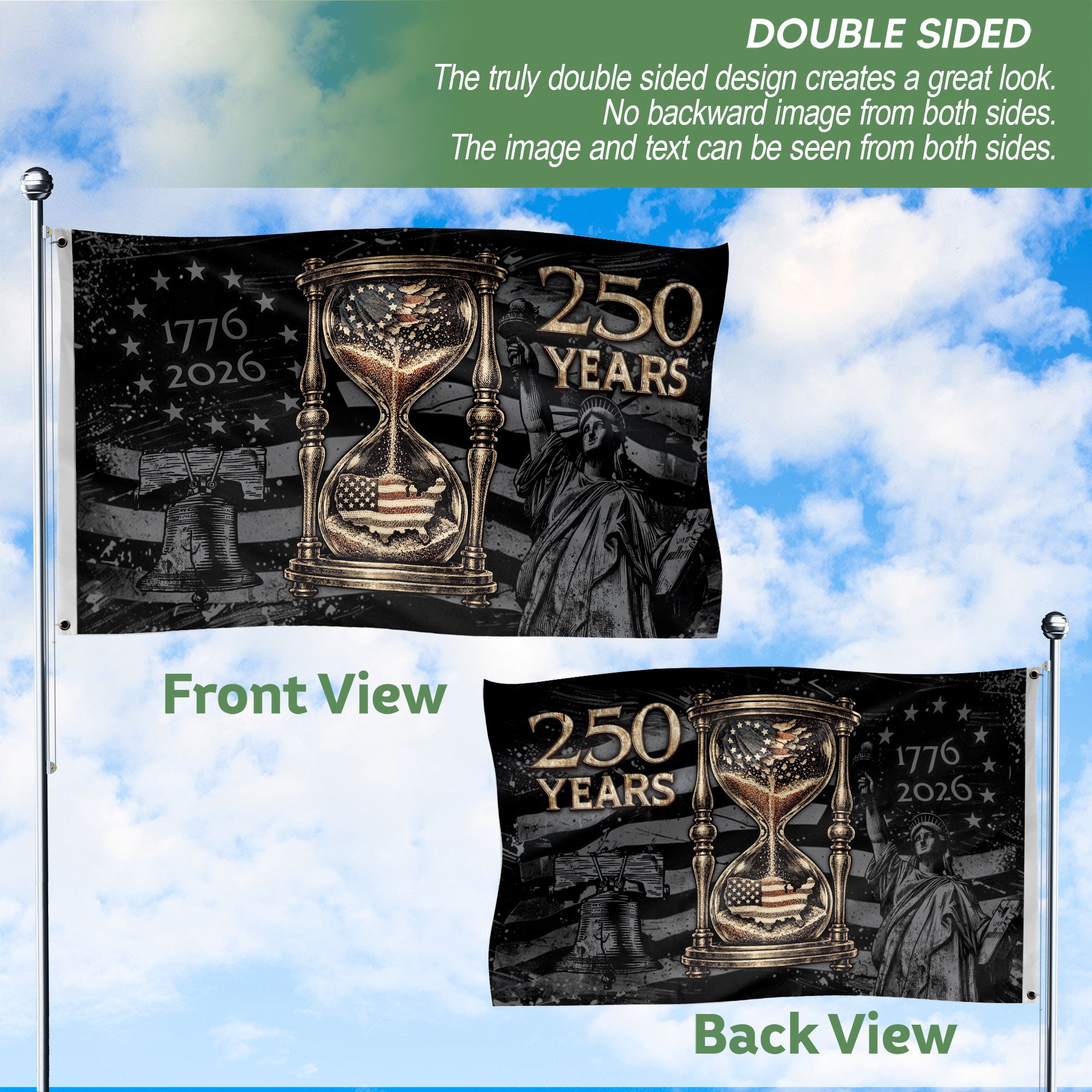 United States 250 Years Anniversary Flag 1776–2026, American Eagle Patriotic Heritage Flag