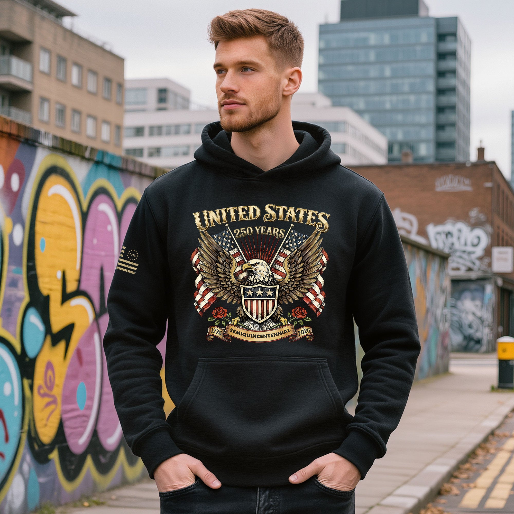 United States of America 250th Anniversary Hoodie Semiquincentennial 1776-2026 USA Flag Lady Liberty Eagle Patriotic