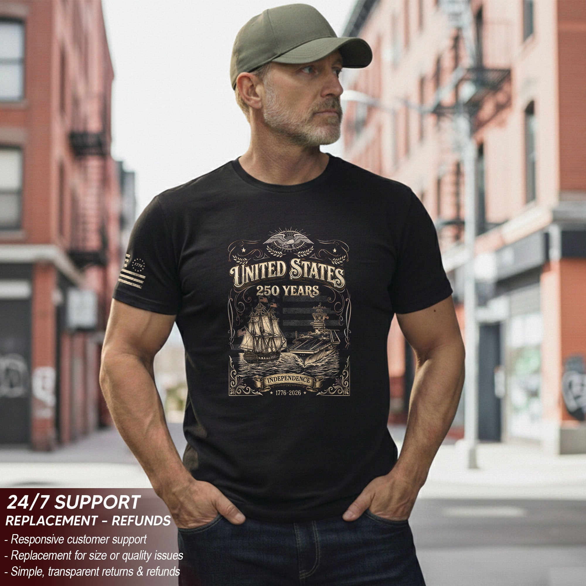 USA 250 Years Anniversary Shirt 1776–2026, Freedom Heritage Apparel