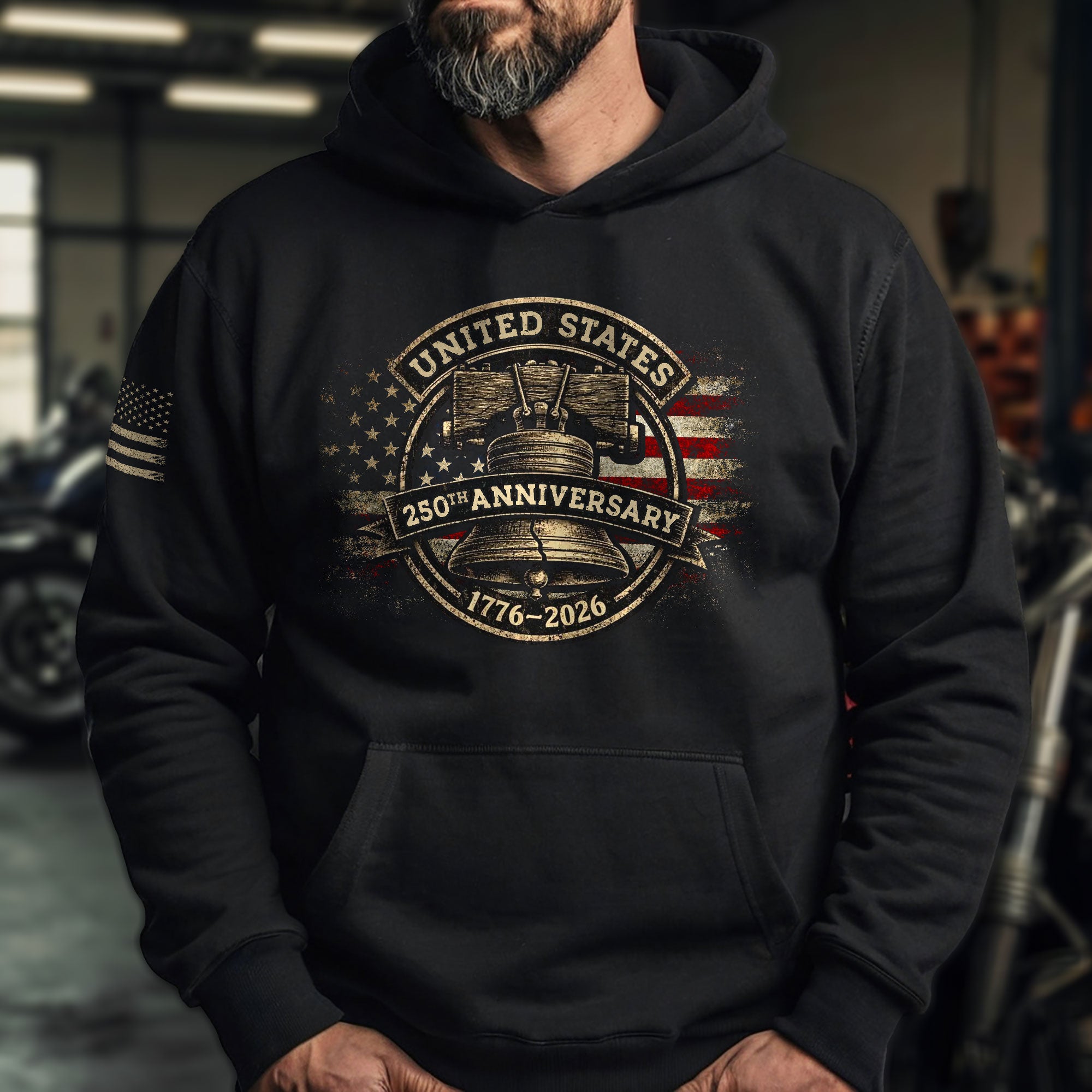 USA 250th Anniversary Hoodie 1776–2026, Patriotic American Heritage Vintage Flag Design, Unisex Hoodie