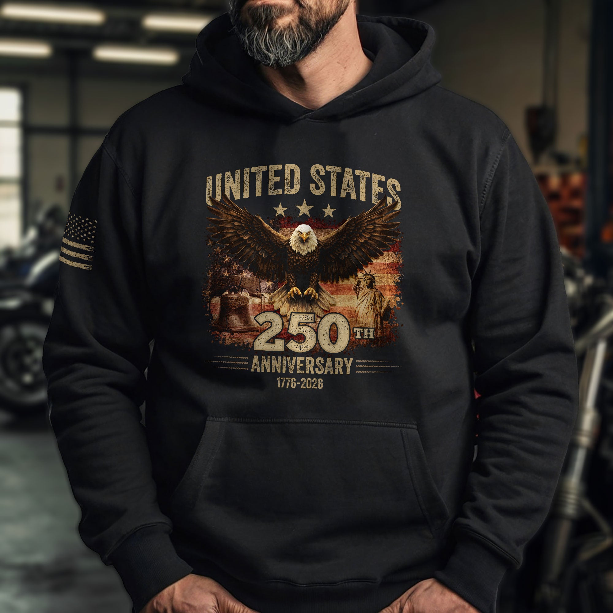 USA 1776–2026 250th Anniversary Hoodie, Patriotic American Freedom Heritage Design Hoodie